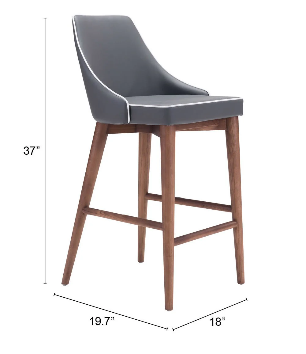 37" Gray And Brown Solid Wood Low Back Counter Height Bar Chair With Footrest By Homeroots - Image 7