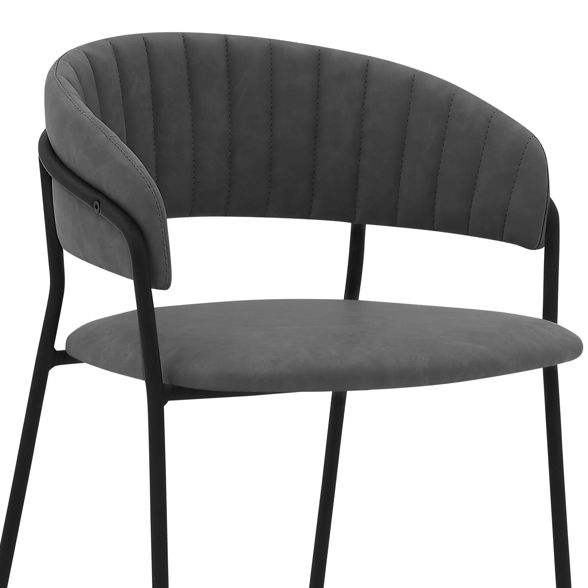 37" Gray Faux Leather And Iron Low Back Counter Height Bar Chair By Homeroots - Image 5