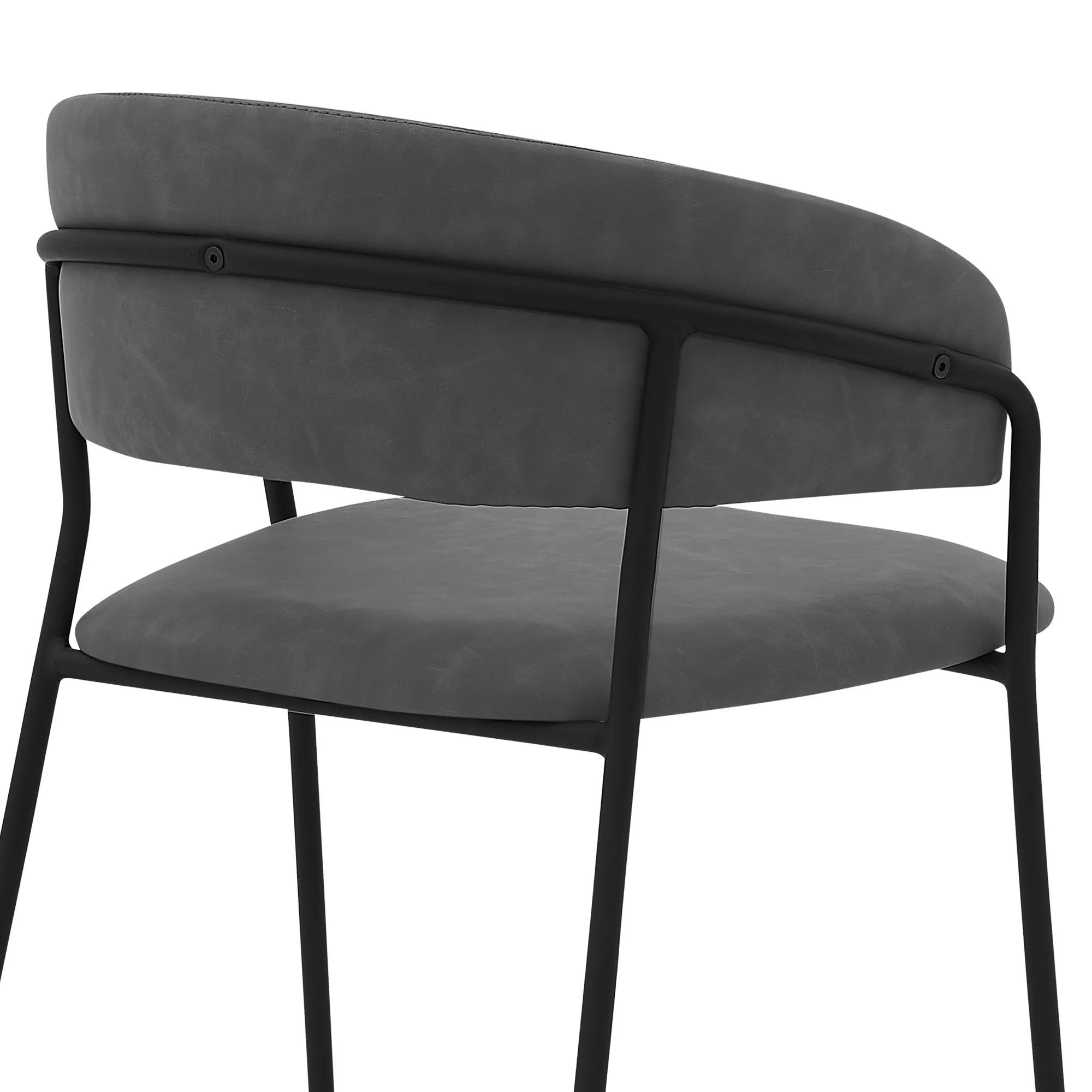 37" Gray Faux Leather And Iron Low Back Counter Height Bar Chair By Homeroots - Image 7