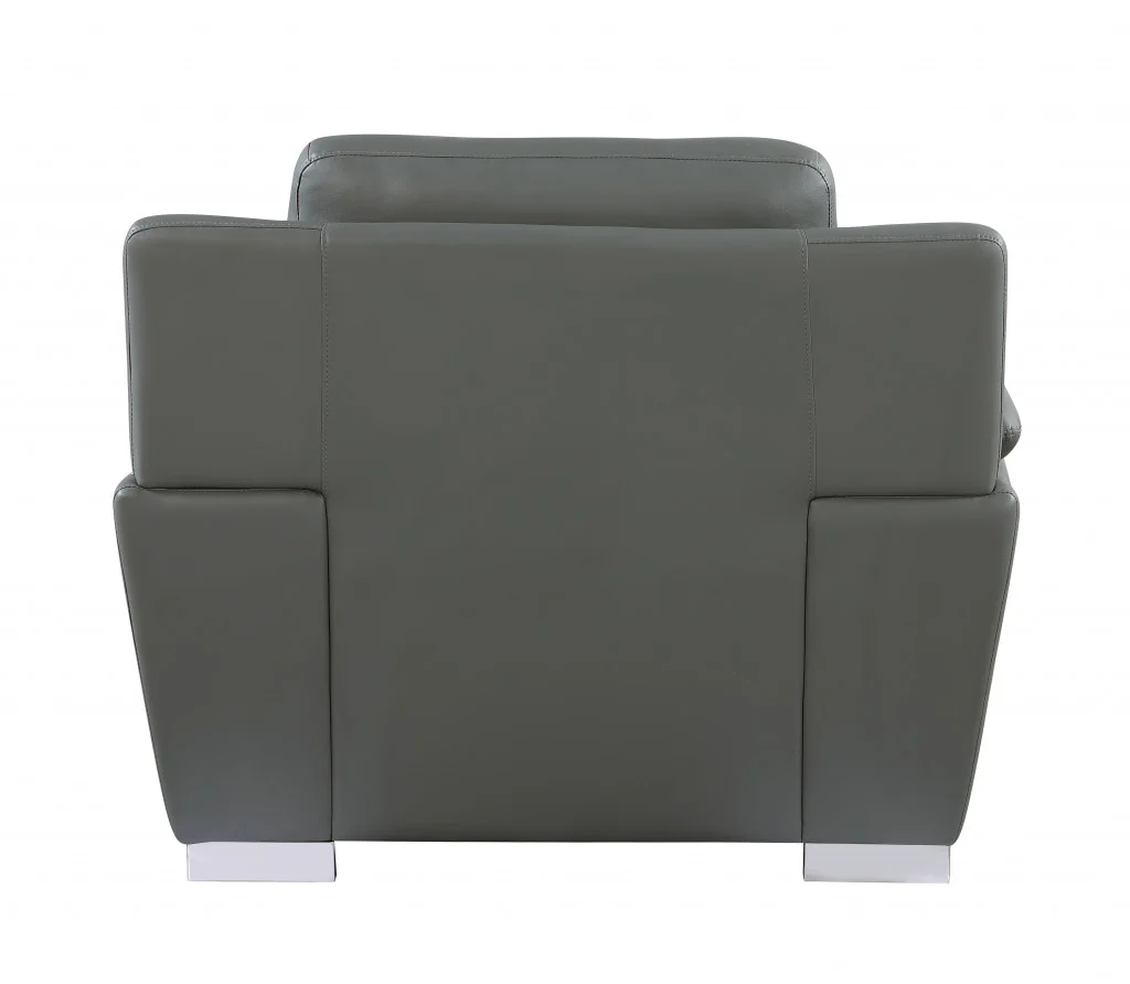 37" Grey Chic Leather Recliner Chair By Homeroots - Image 2