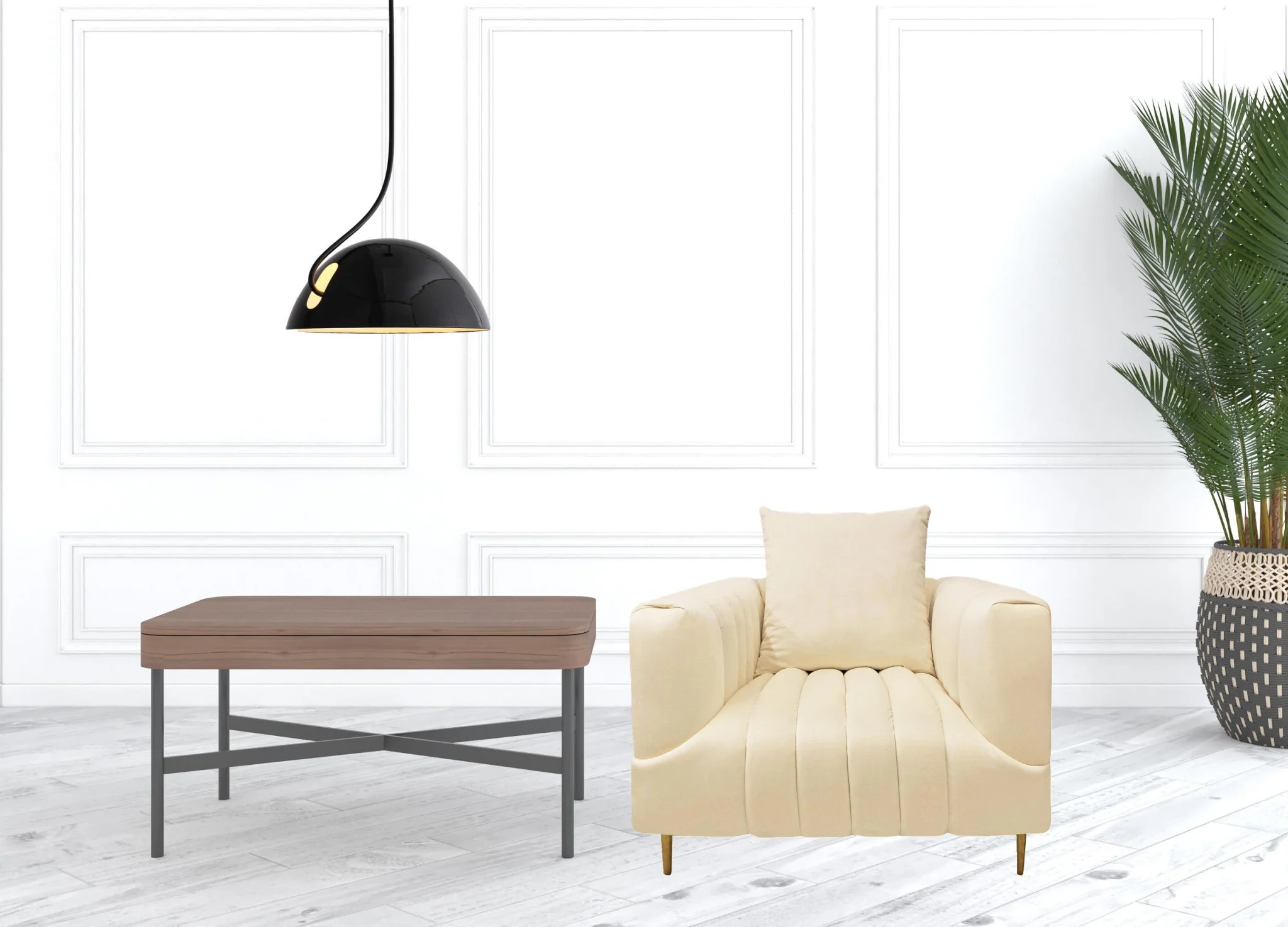 37" Ivory Velvet And Gold Solid Color Lounge Chair By Homeroots - Image 5