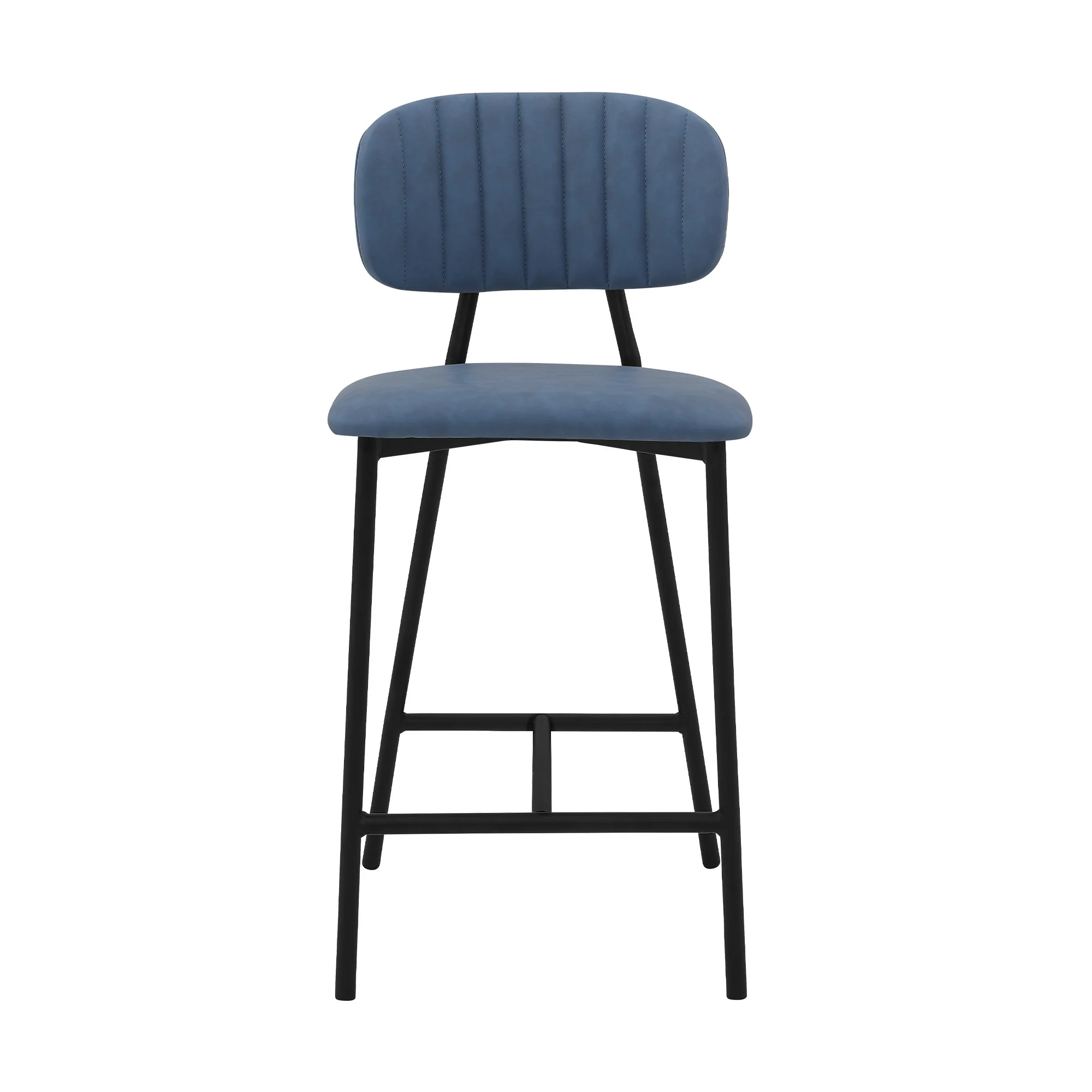 37" Light Blue Faux Leather And Iron Low Back Counter Height Bar Chair By Homeroots - Image 2