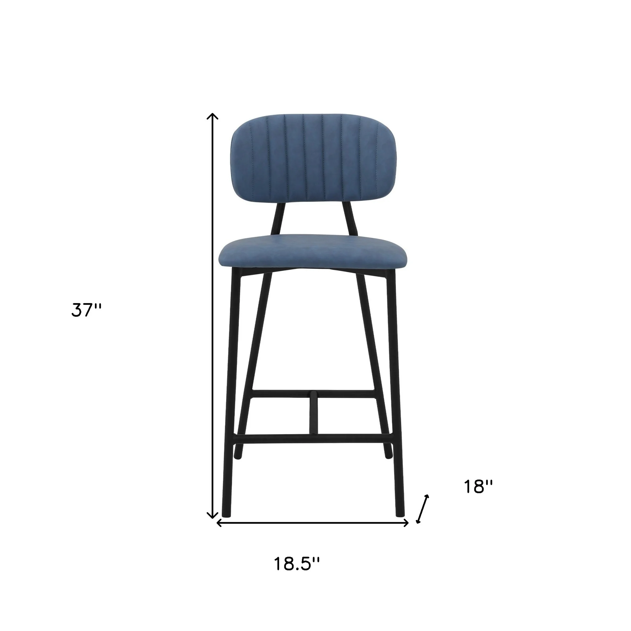37" Light Blue Faux Leather And Iron Low Back Counter Height Bar Chair By Homeroots - Image 4