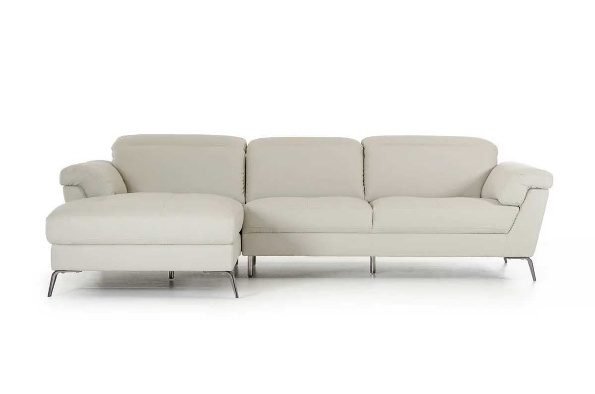 37' Light Grey Eco Leather Foam Steel and Wood Sectional Sofa By Homeroots - Image 2