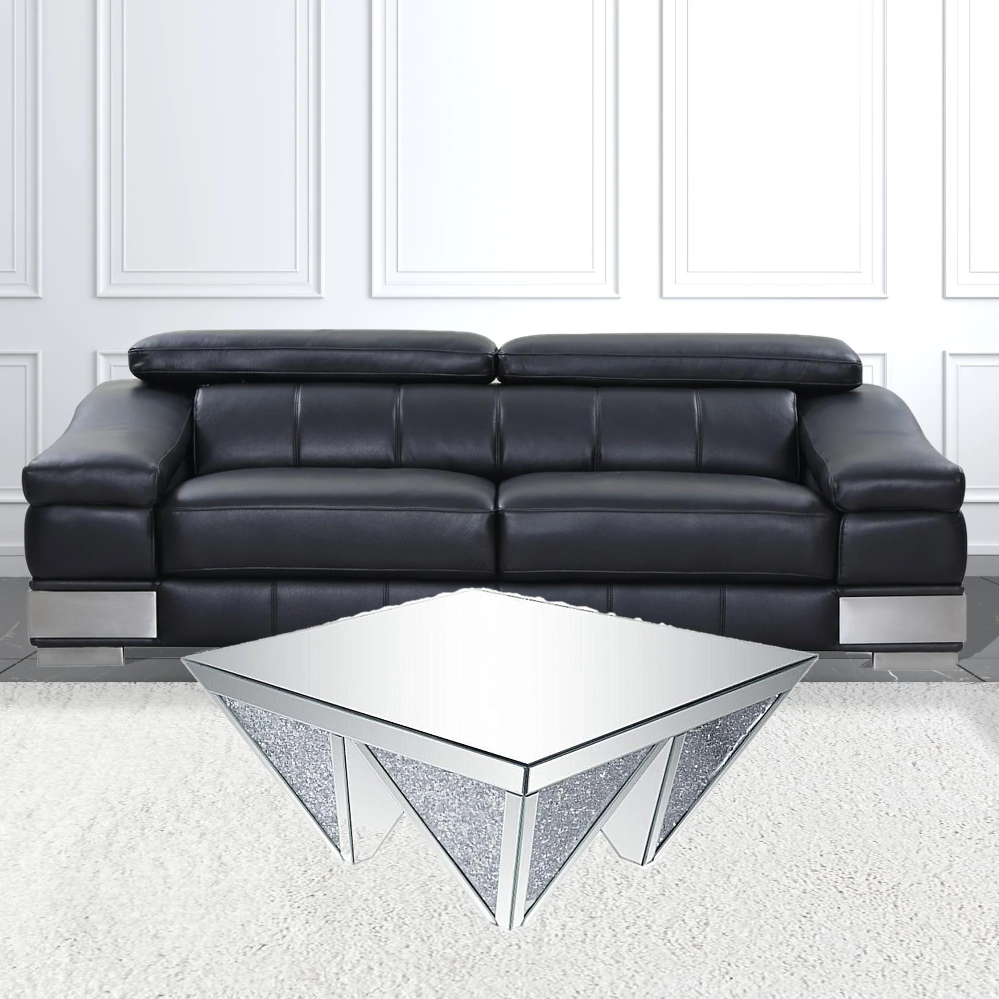 37" Mirrored Mirrored And Manufactured Wood Square Mirrored Coffee Table By Homeroots - Image 3