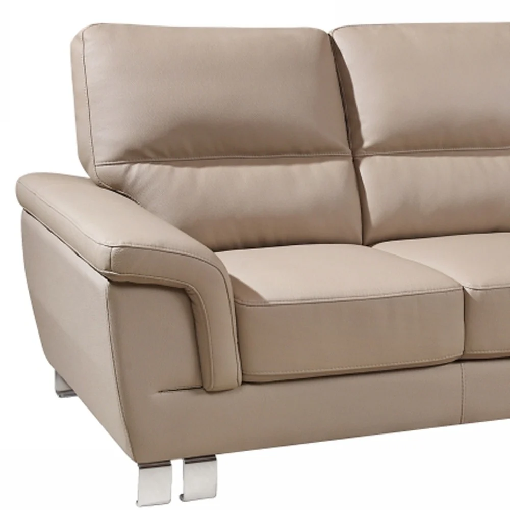 37" Modern Beige Leather Loveseat By Homeroots - Image 4