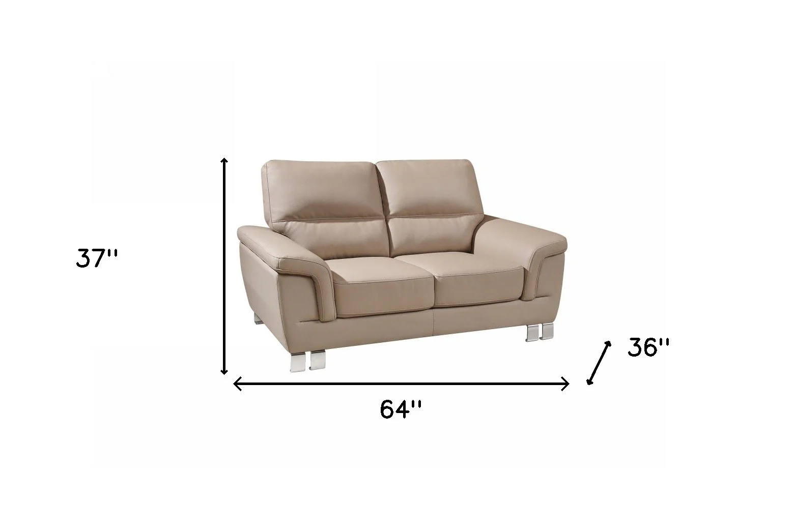 37" Modern Beige Leather Loveseat By Homeroots - Image 5