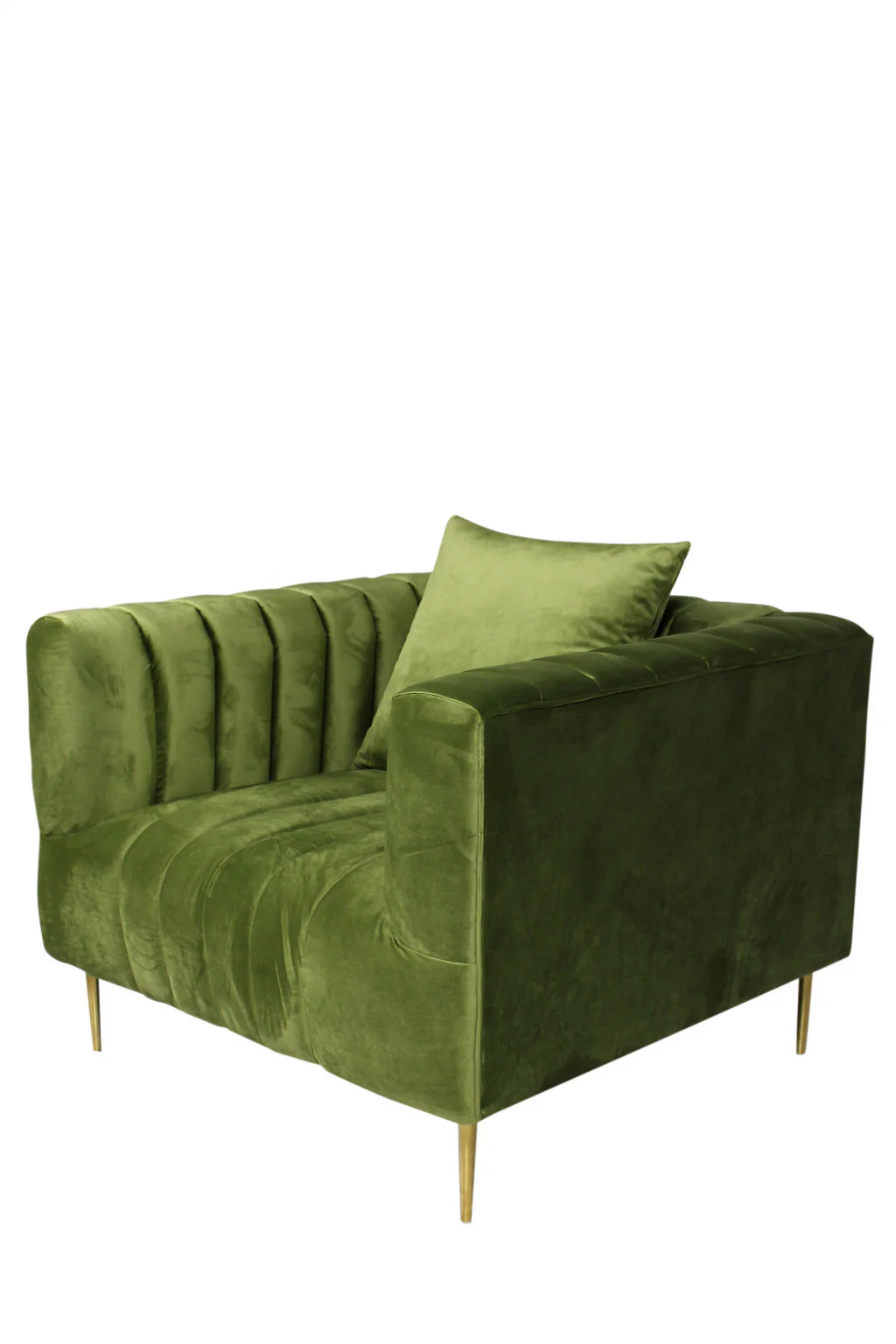 37" Olive Velvet And Gold Solid Color Lounge Chair By Homeroots - Image 2