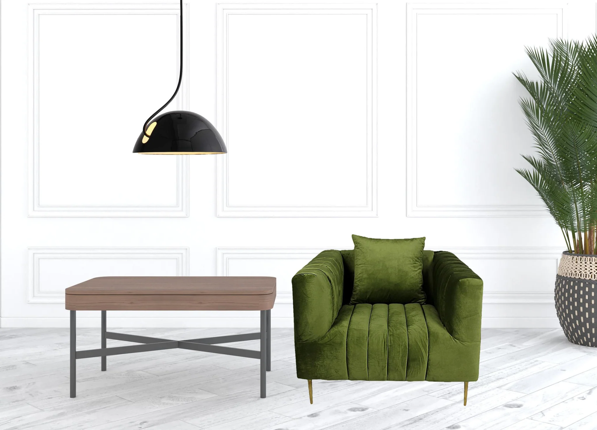 37" Olive Velvet And Gold Solid Color Lounge Chair By Homeroots - Image 3