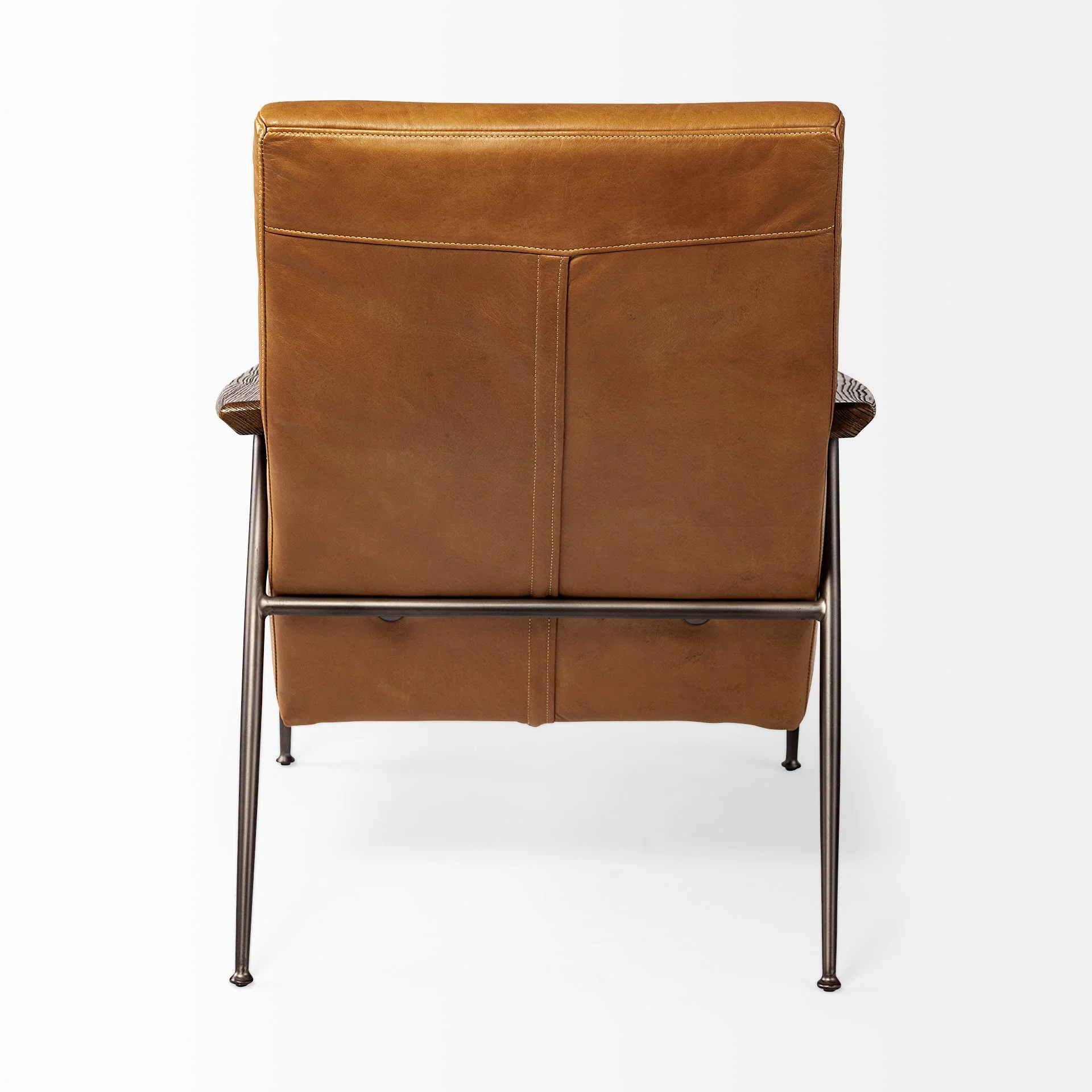 37" Tan And Brown Faux Leather Tufted Arm Chair By Homeroots - Image 4