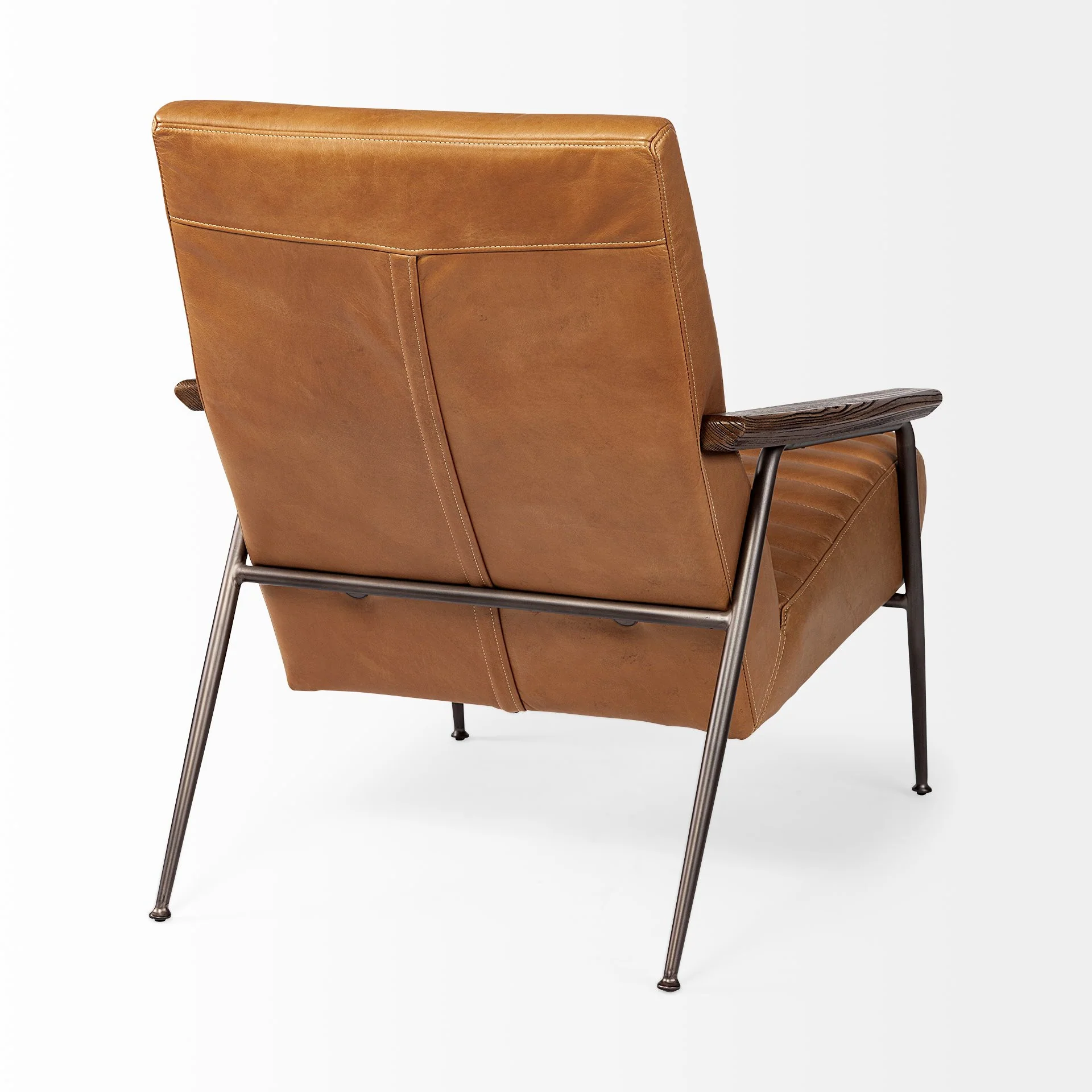 37" Tan And Brown Faux Leather Tufted Arm Chair By Homeroots - Image 5