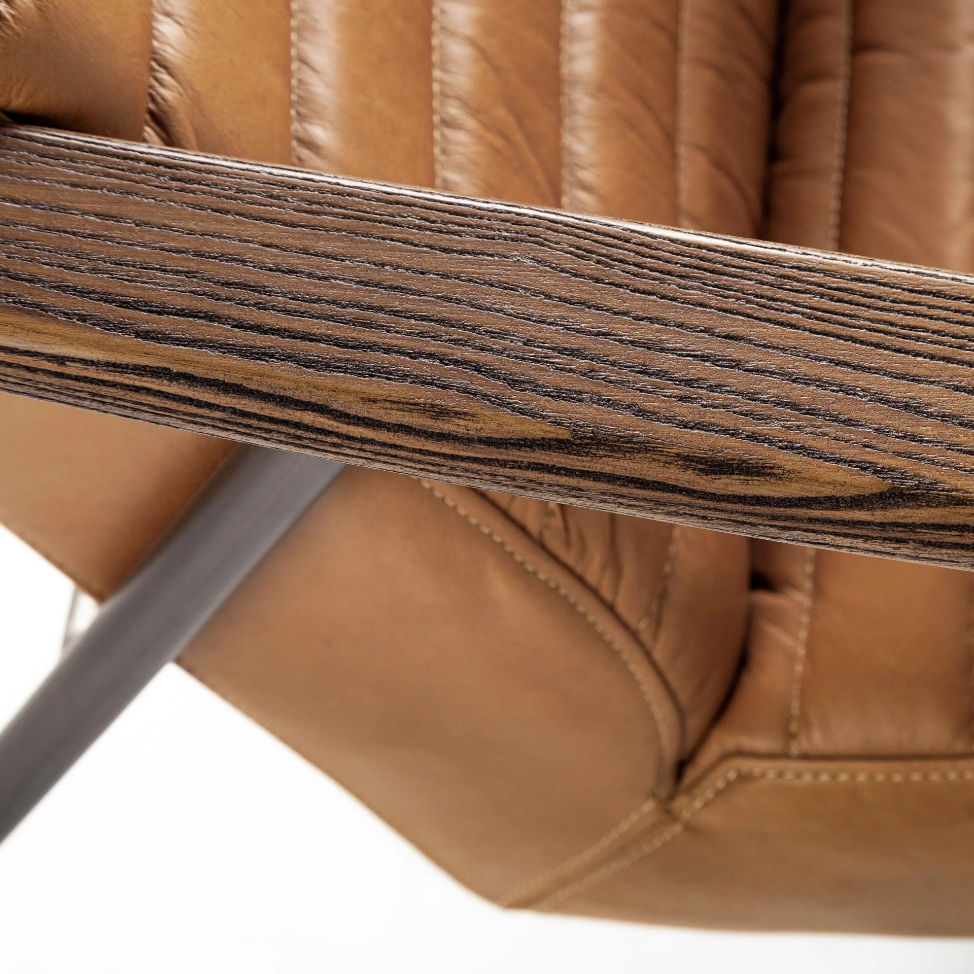 37" Tan And Brown Faux Leather Tufted Arm Chair By Homeroots - Image 6