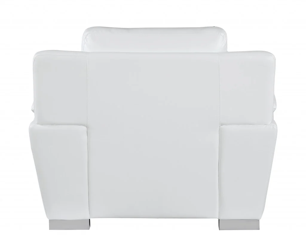37" White Chic Leather Stationary Chair By Homeroots - Image 3
