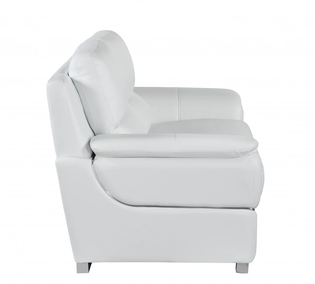 37" White Chic Leather Stationary Chair By Homeroots - Image 4