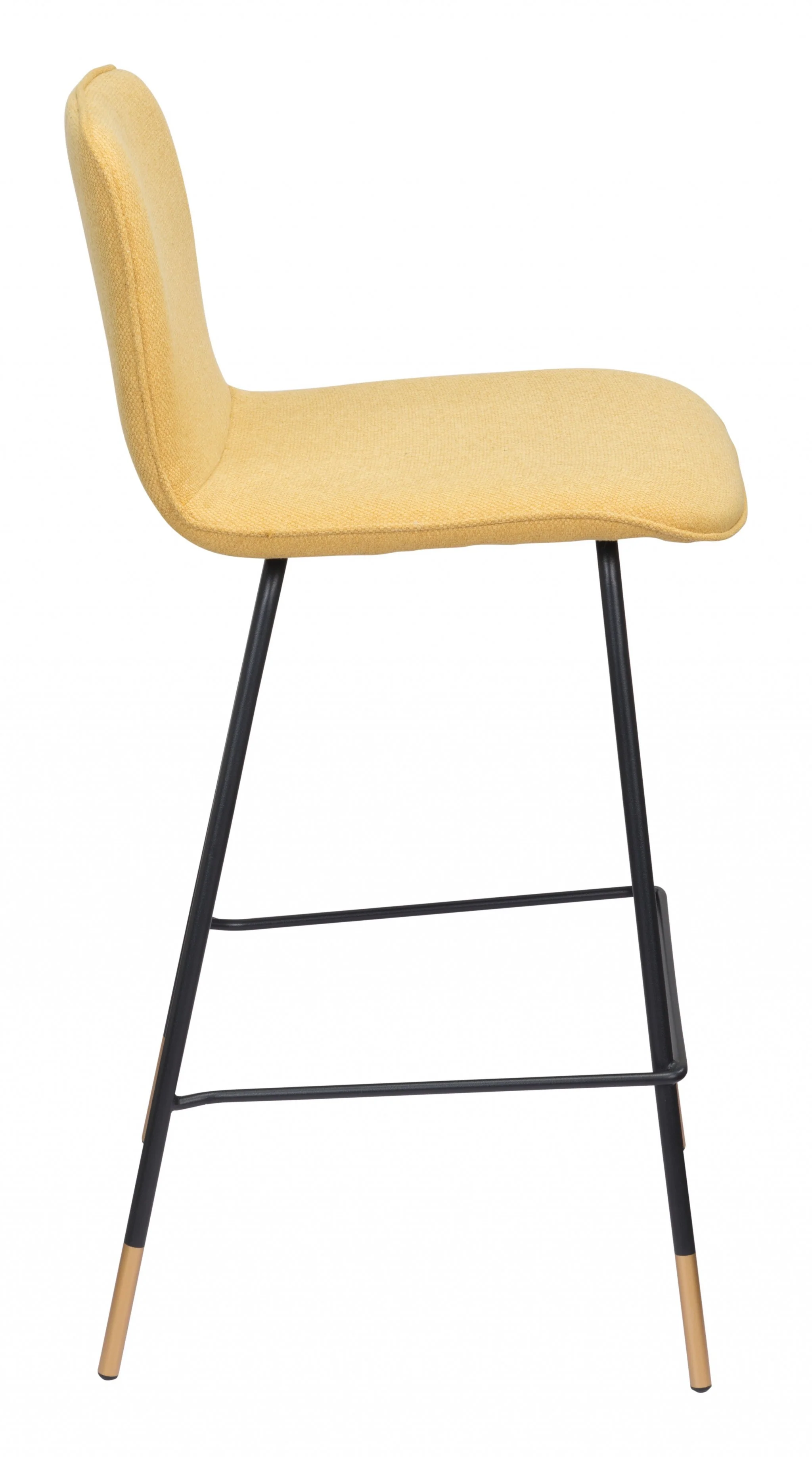 37" Yellow Upholstery and Black Steel Counter Height Bar Chair With Footrest By Homeroots - Image 3