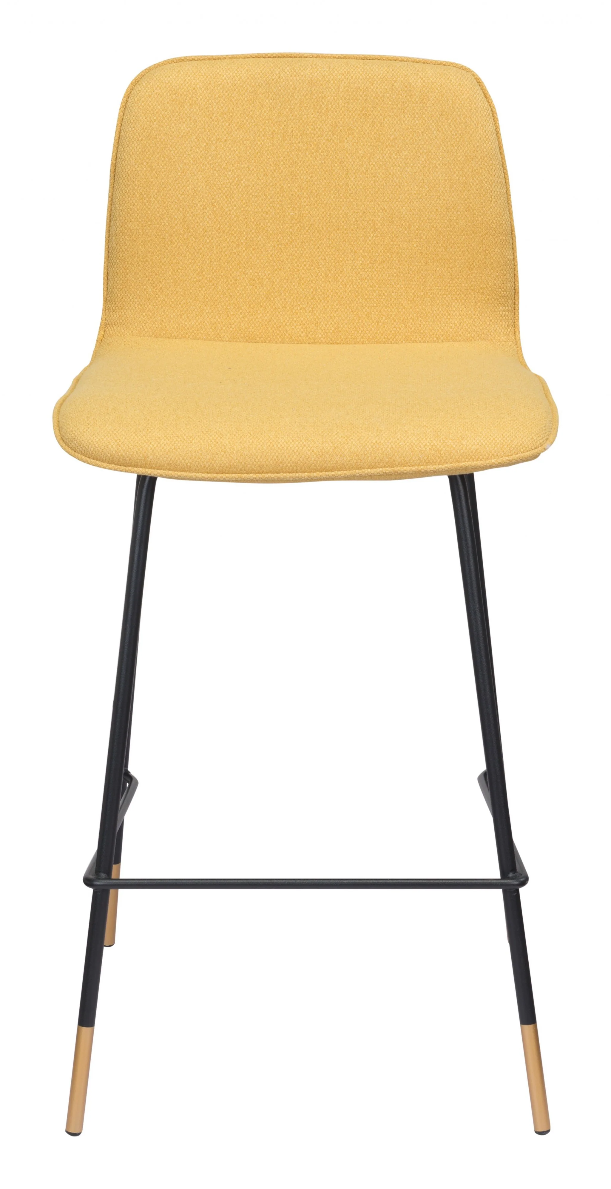 37" Yellow Upholstery and Black Steel Counter Height Bar Chair With Footrest By Homeroots - Image 4