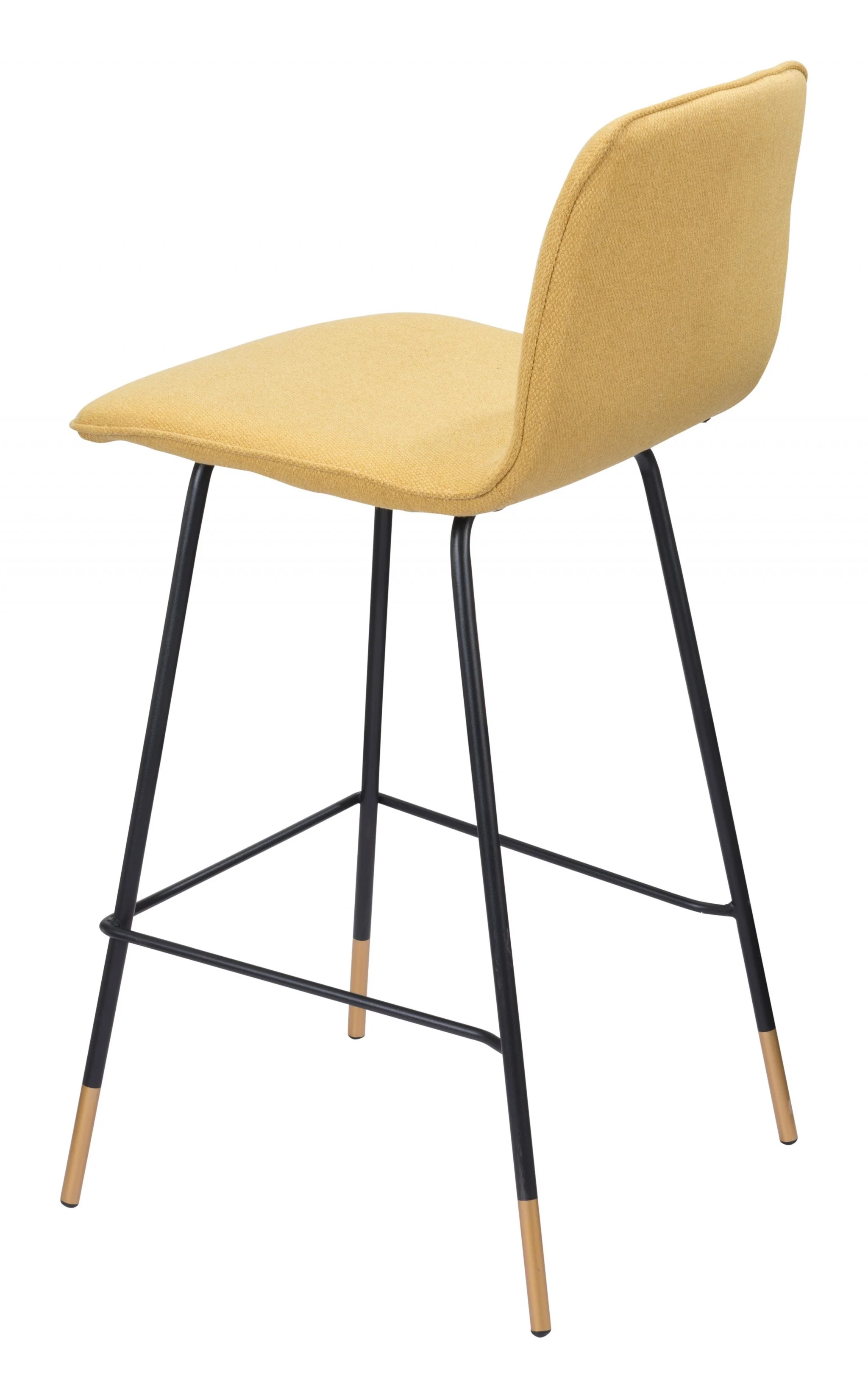 37" Yellow Upholstery and Black Steel Counter Height Bar Chair With Footrest By Homeroots - Image 6