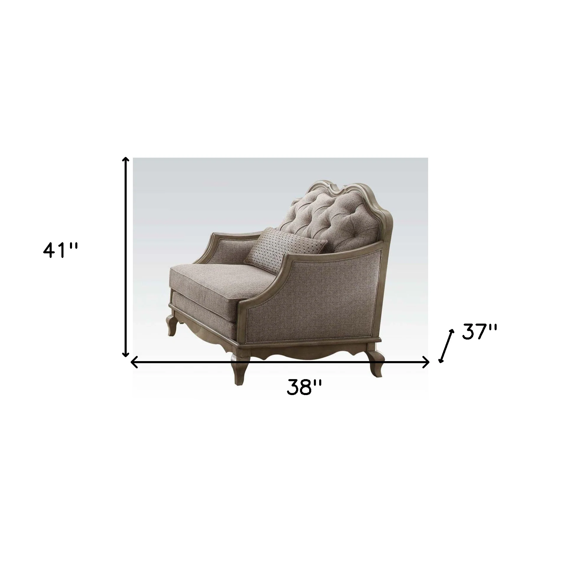 38" Beige Fabric And Black Tufted Arm Chair By Homeroots - Image 5