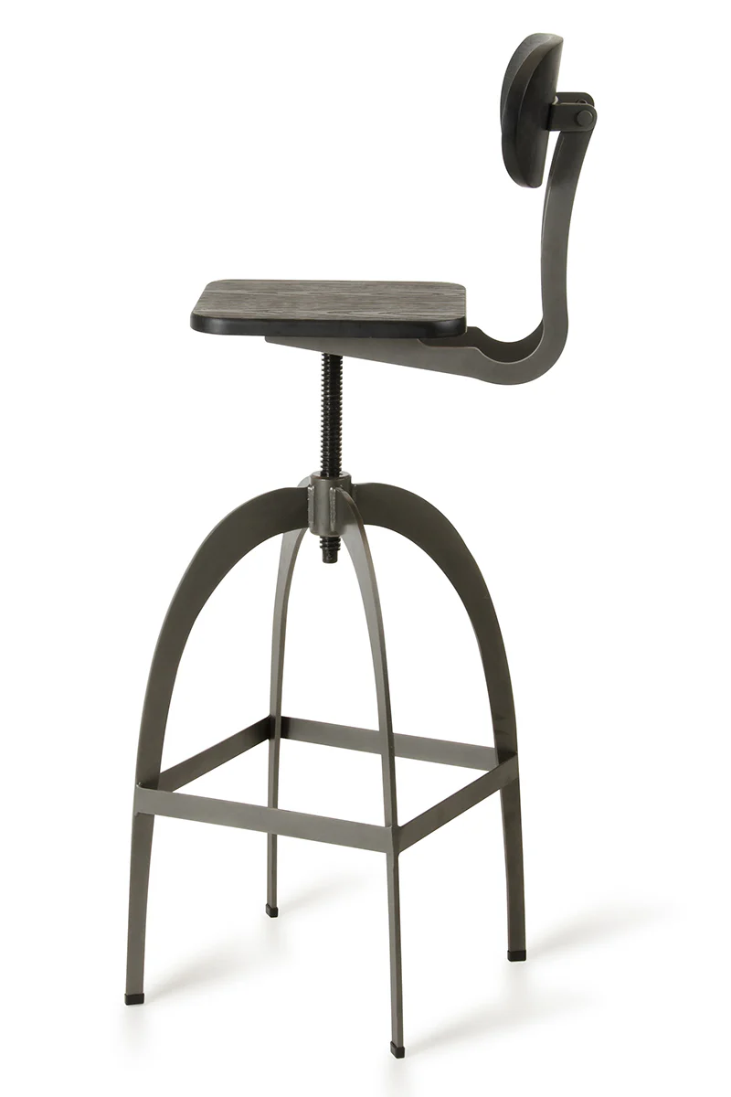38' Black And Gun Metal And Wood Bar Stool By Homeroots - Image 3