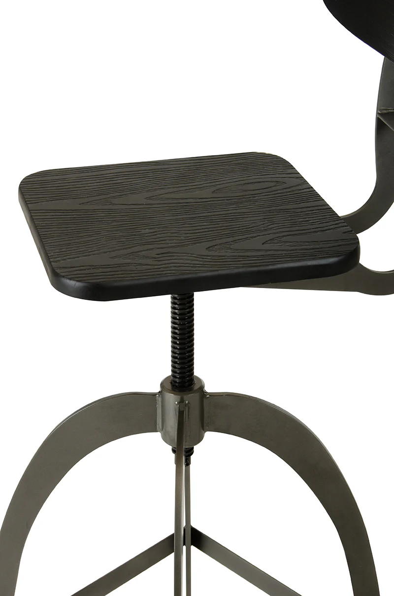 38' Black And Gun Metal And Wood Bar Stool By Homeroots - Image 4