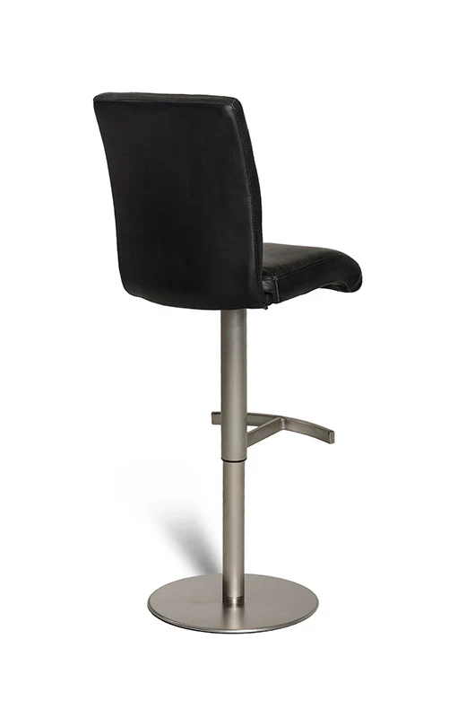 38' Black Eco Leather And Steel Bar Stool By Homeroots - Image 2