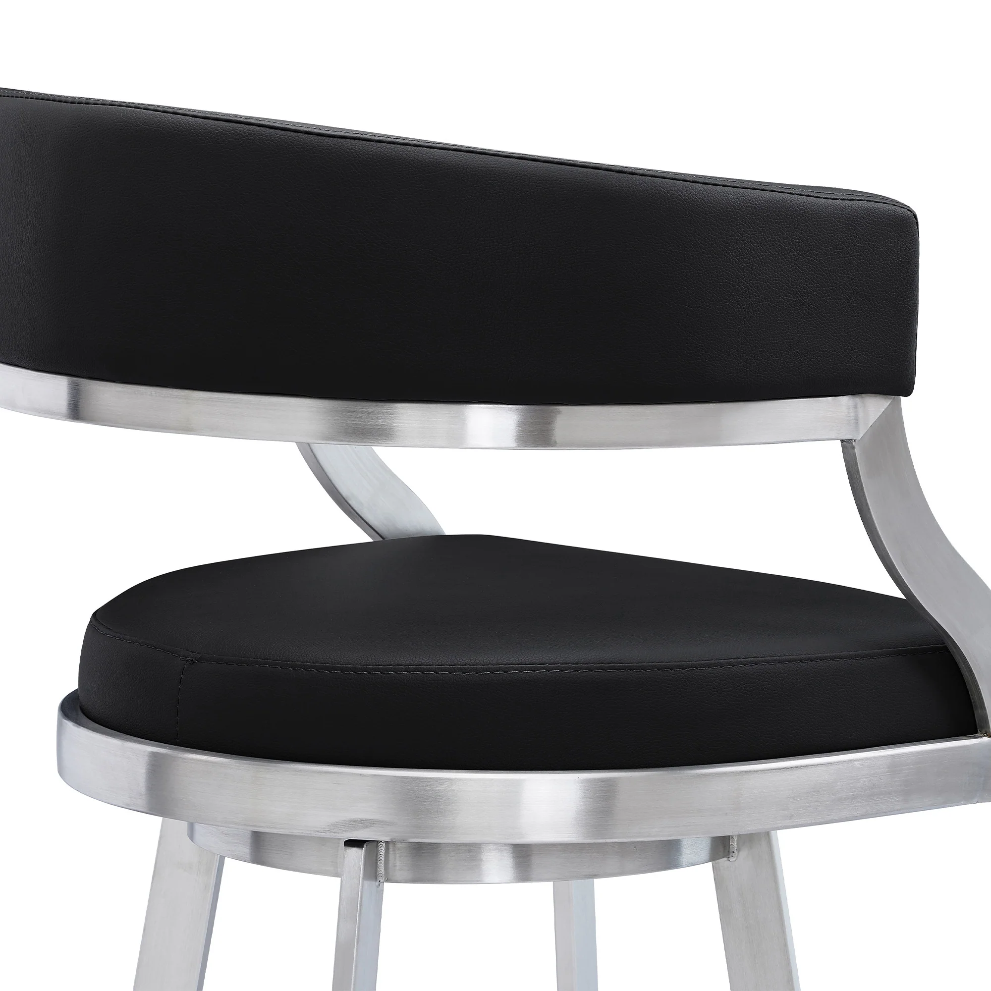 38" Black Faux Leather And Iron Swivel Counter Height Bar Chair By Homeroots - Image 6