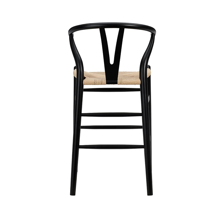 38" Black Solid Wood Counter Stool with Natural Seat By Homeroots - Image 5