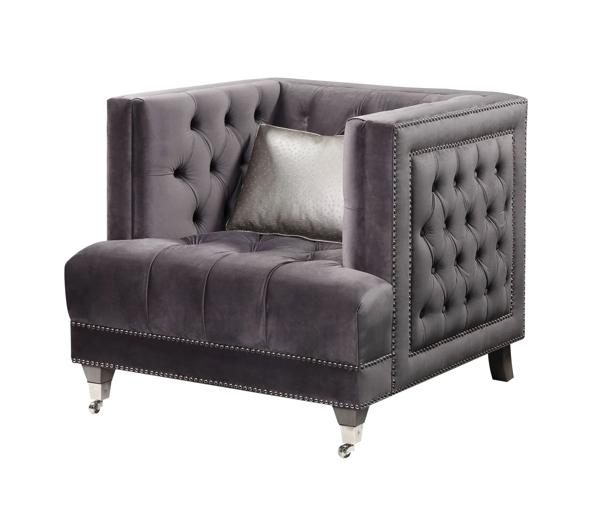 38" Black Tufted Arm Chair By Homeroots - Image 2