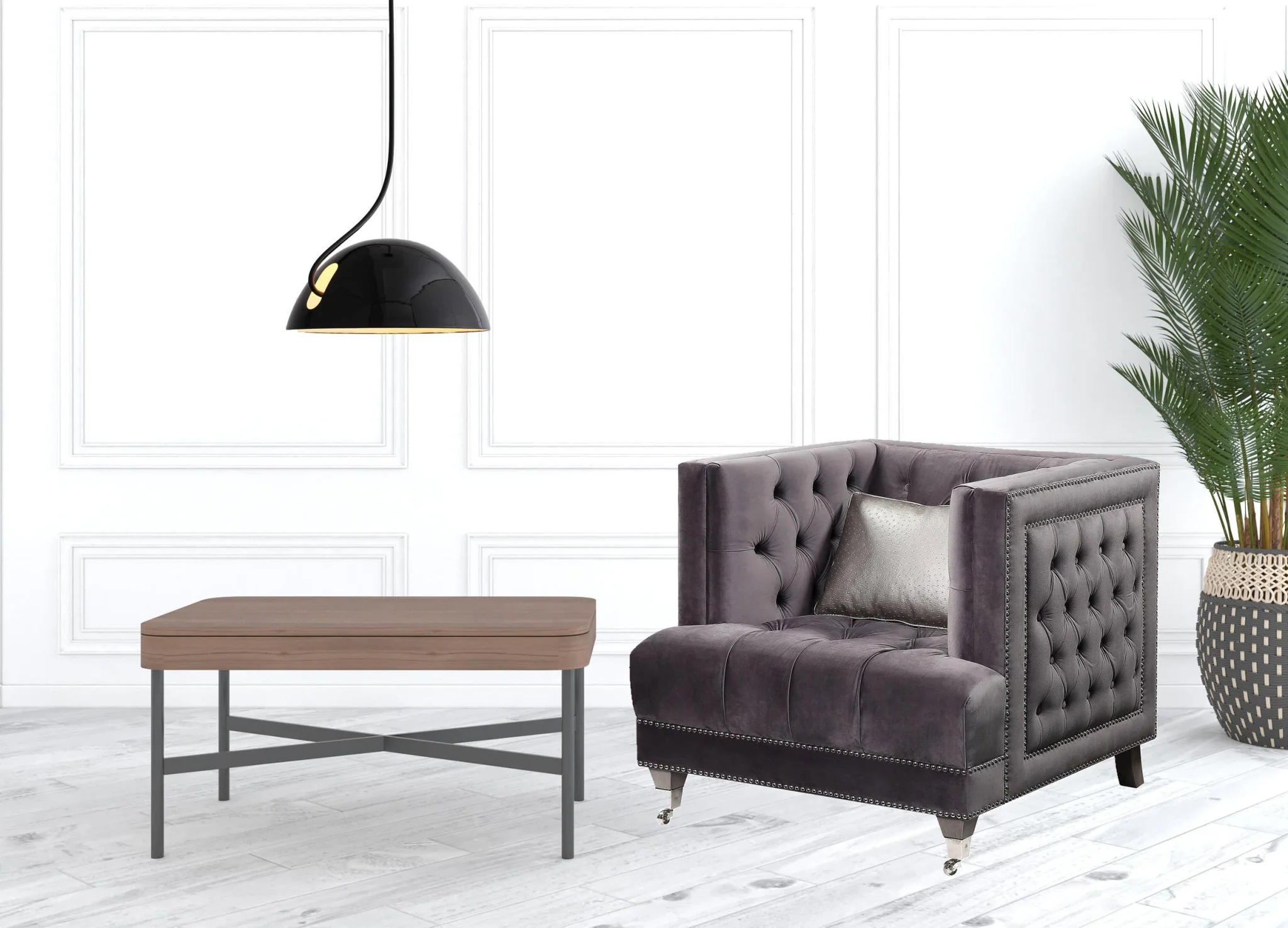 38" Black Tufted Arm Chair By Homeroots - Image 4