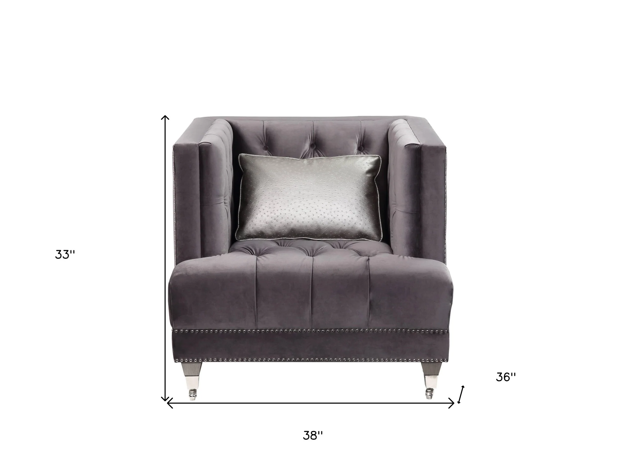 38" Black Tufted Arm Chair By Homeroots - Image 6
