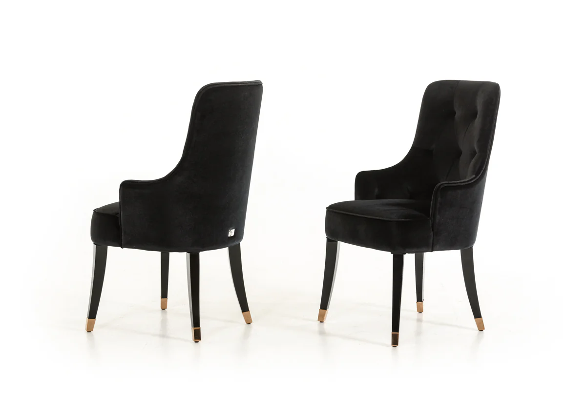 38' Black Velvet Fabric Dining Chair By Homeroots - Image 2