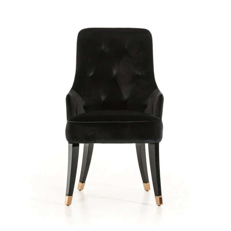 38' Black Velvet Fabric Dining Chair By Homeroots - Image 3