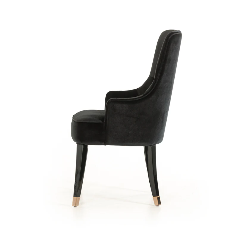 38' Black Velvet Fabric Dining Chair By Homeroots - Image 4