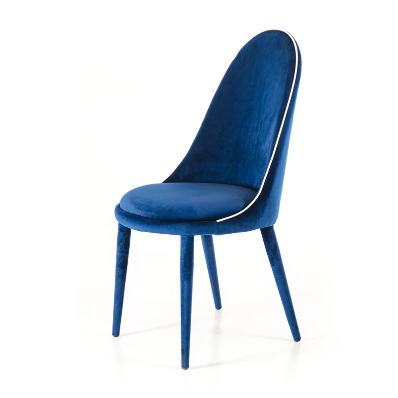 38' Blue And White Fabric And Metal Dining Chair By Homeroots - Image 2