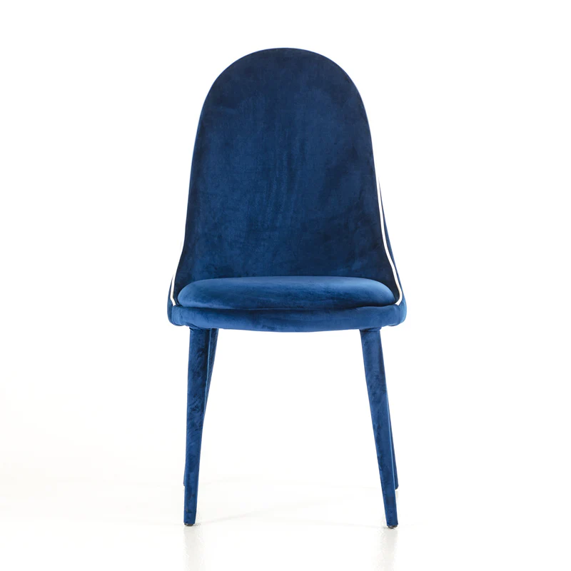 38' Blue And White Fabric And Metal Dining Chair By Homeroots - Image 3