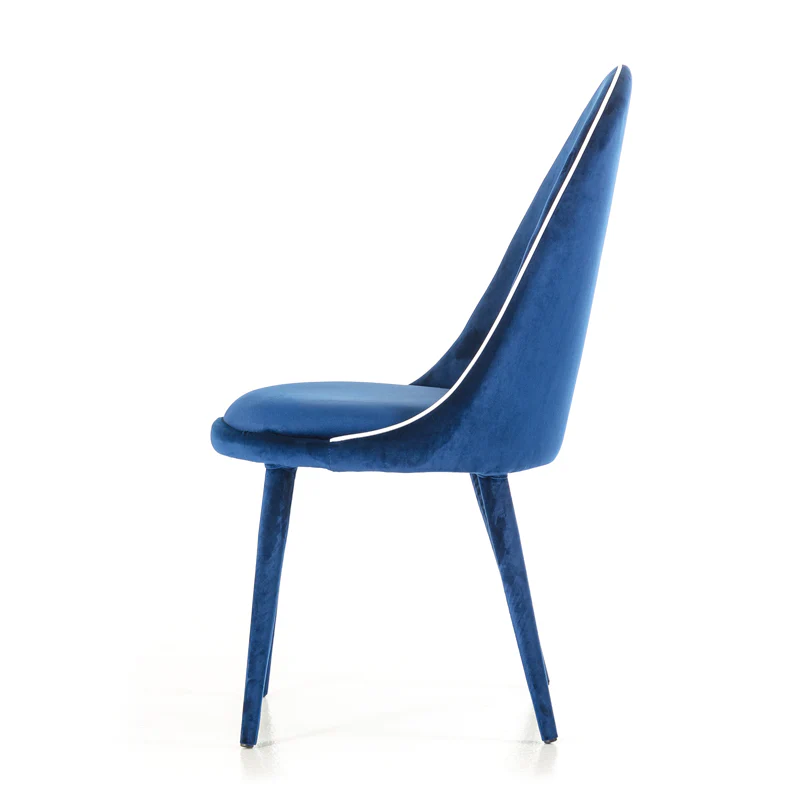38' Blue And White Fabric And Metal Dining Chair By Homeroots - Image 4