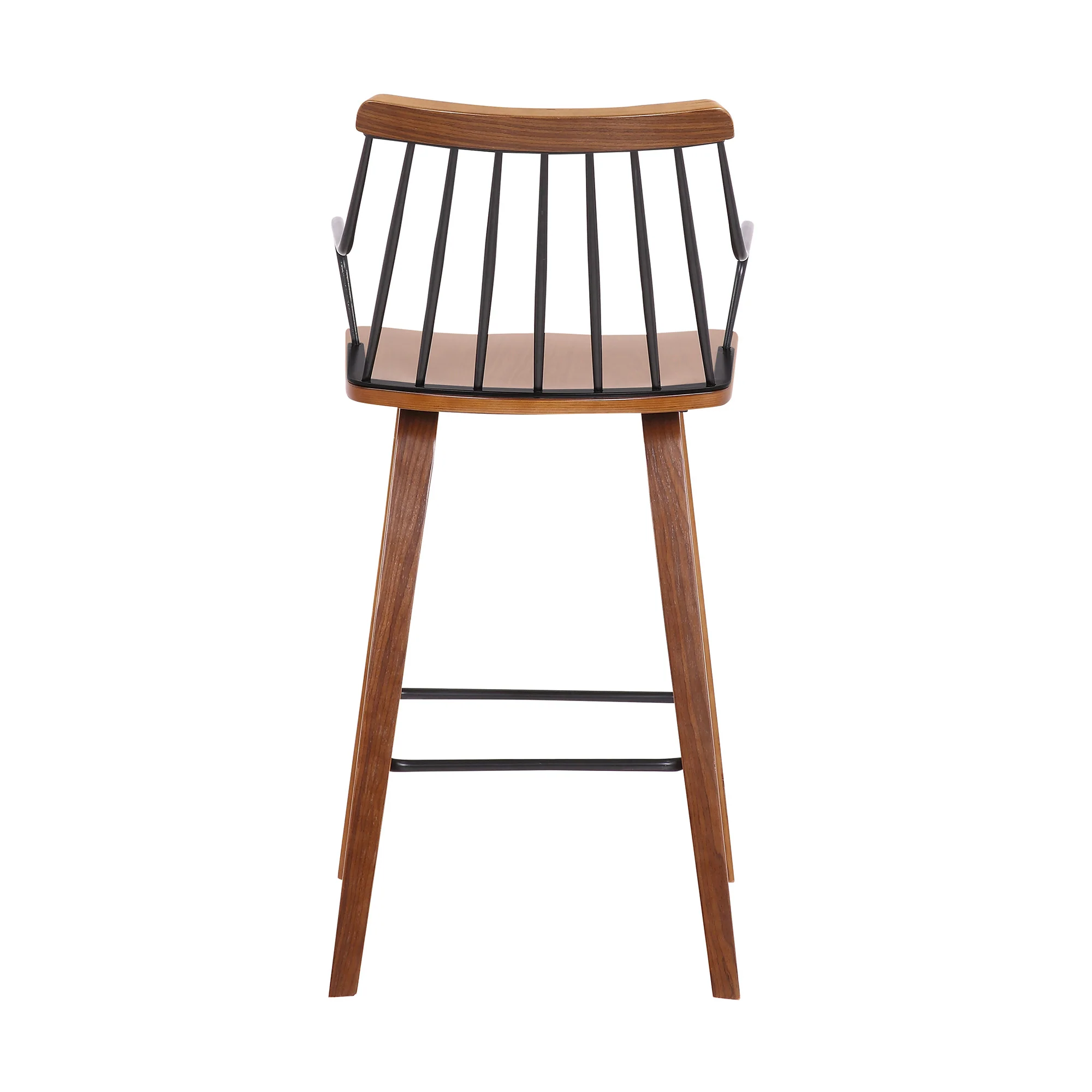 38" Brown Walnut and Metal Counter Height Bar Chair By Homeroots - Image 6