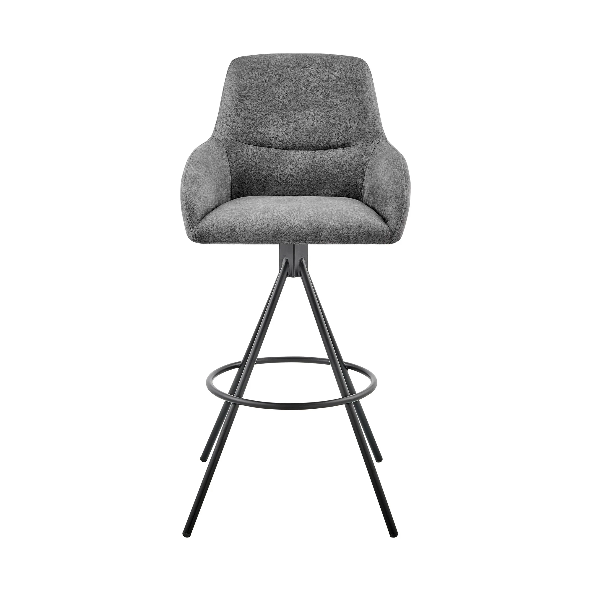 38" Charcoal Microfiber and Black Iron Counter Height Bar Chair By Homeroots - Image 2