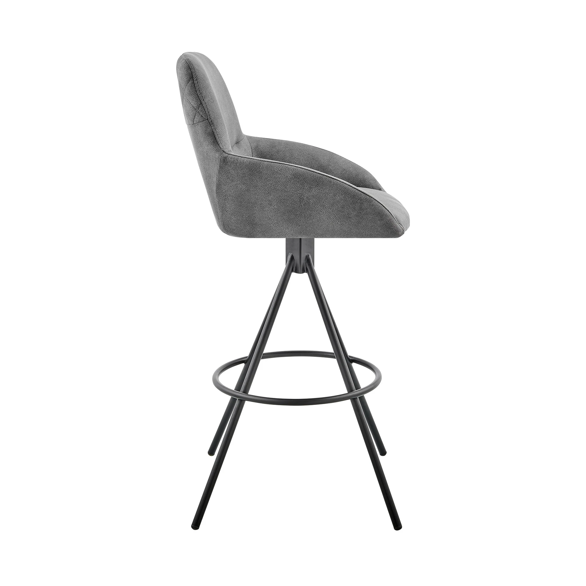 38" Charcoal Microfiber and Black Iron Counter Height Bar Chair By Homeroots - Image 3