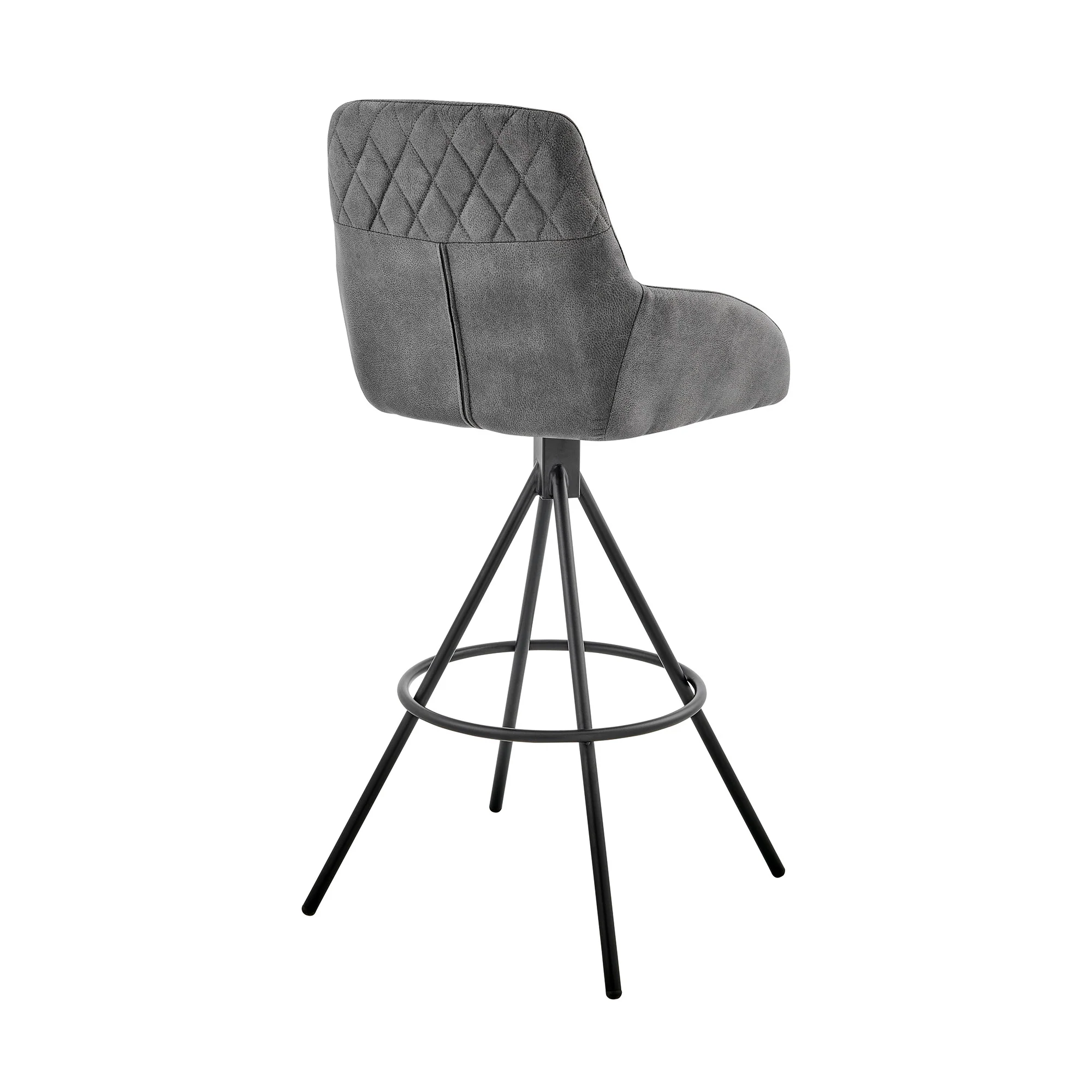 38" Charcoal Microfiber and Black Iron Counter Height Bar Chair By Homeroots - Image 4