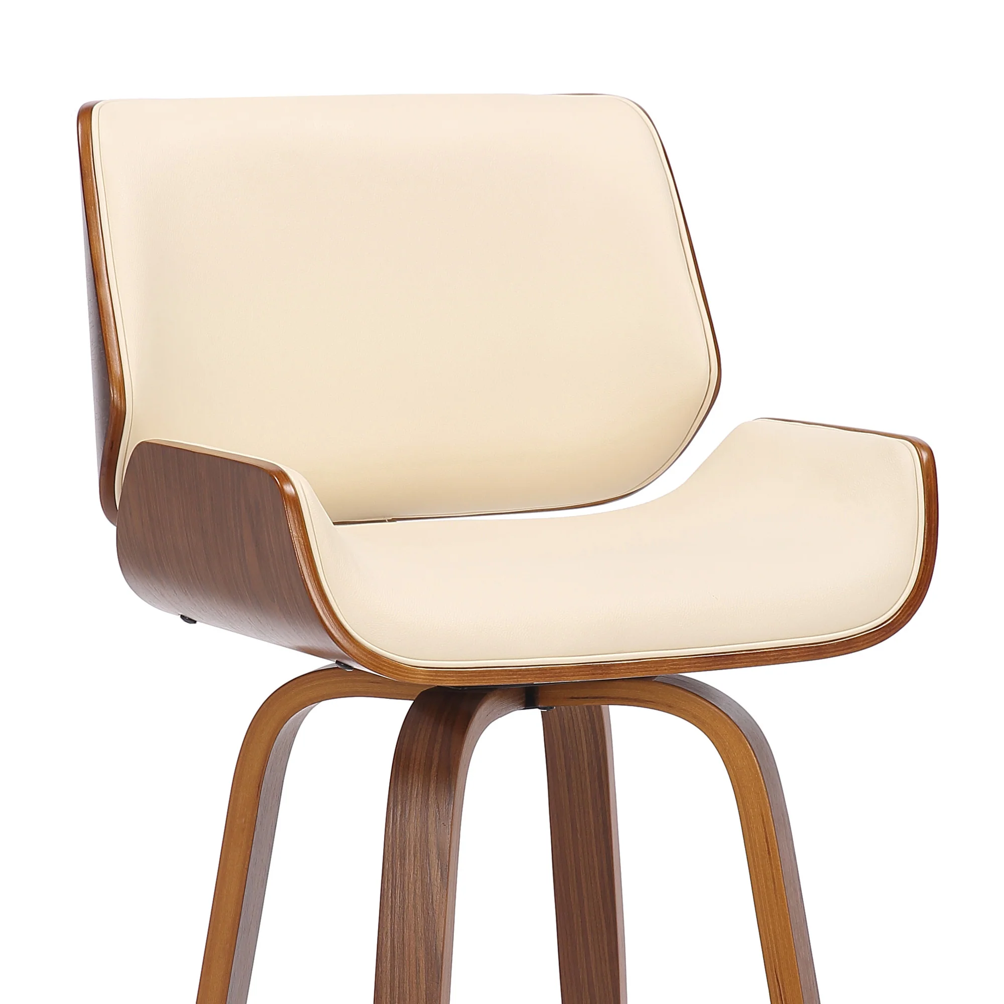 38" Cream Faux Leather And Solid Wood Swivel Counter Height Bar Chair By Homeroots - Image 7