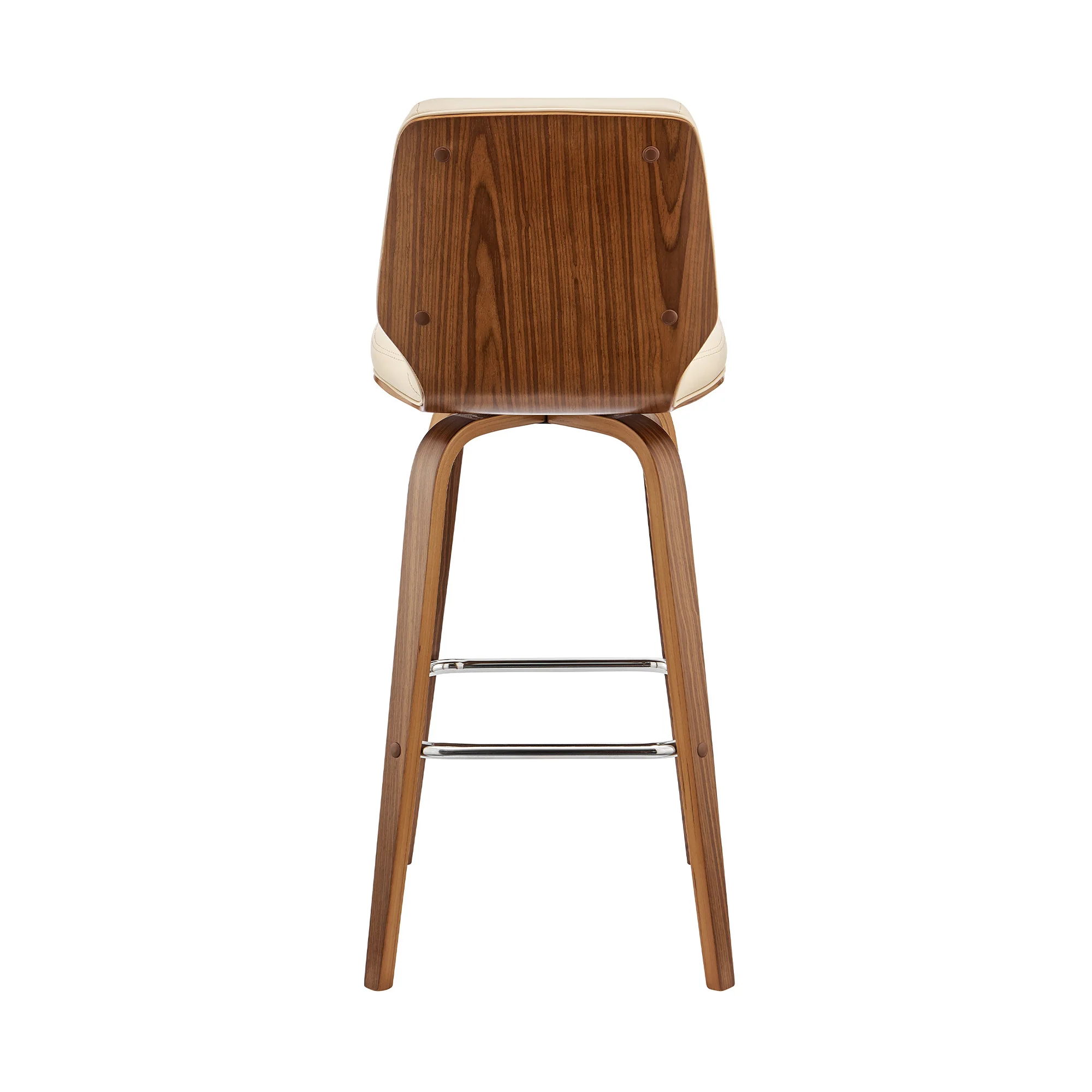 38" Cream Faux Leather  Wood Swivel Bar Height Chair By Homeroots - Image 6