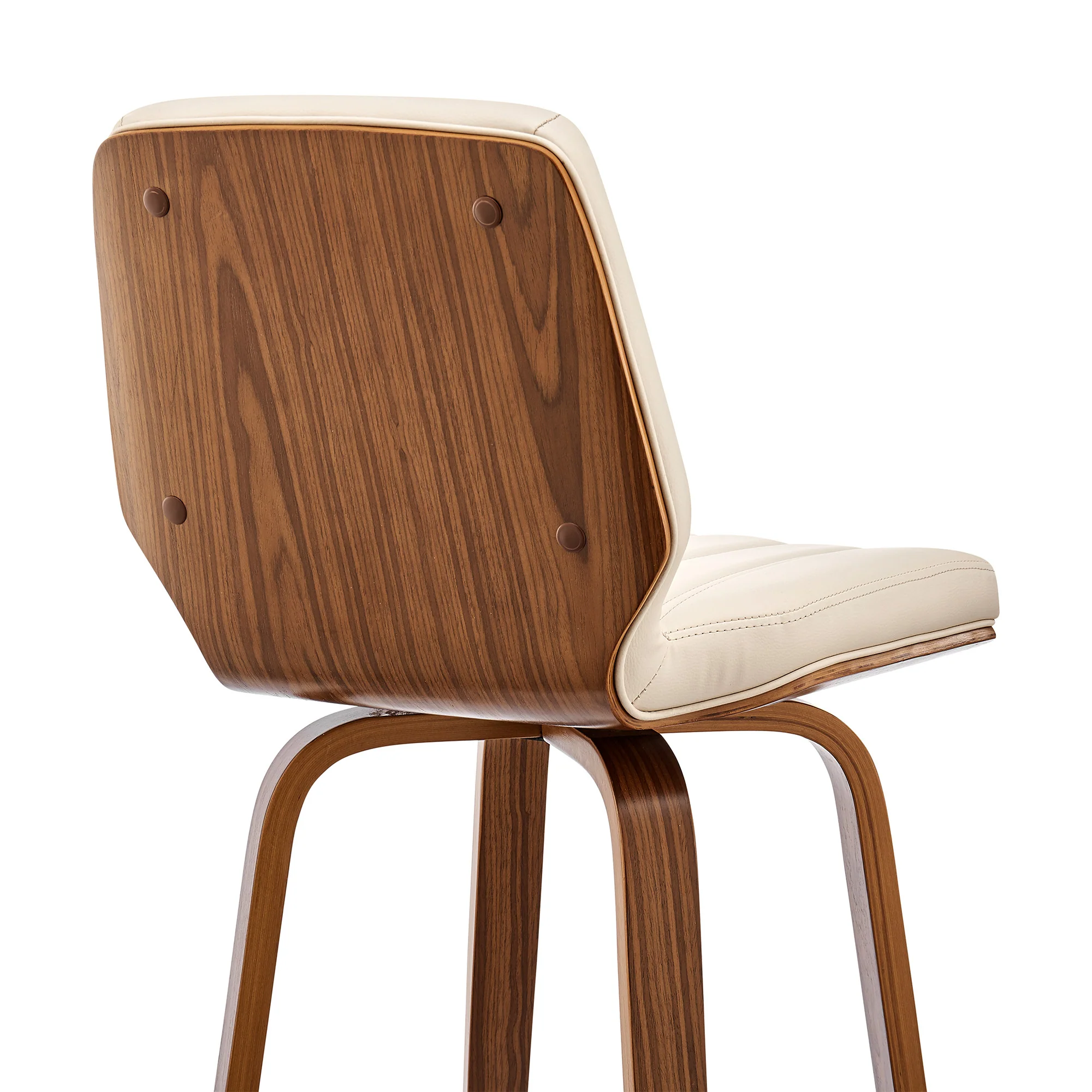 38" Cream Faux Leather  Wood Swivel Bar Height Chair By Homeroots - Image 8