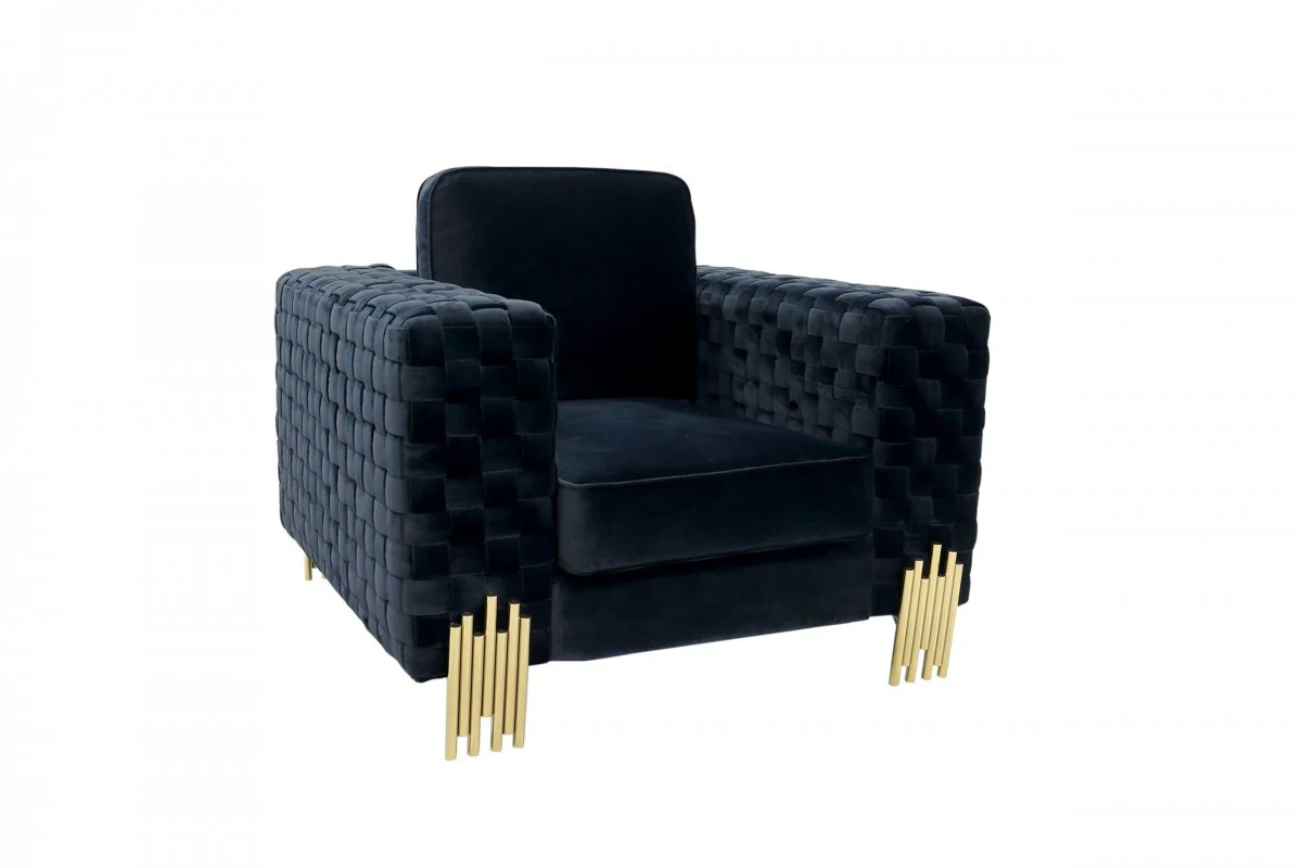 38" Dark Beige Velvet And Gold Exposed Back Accent Chair By Homeroots - Image 2