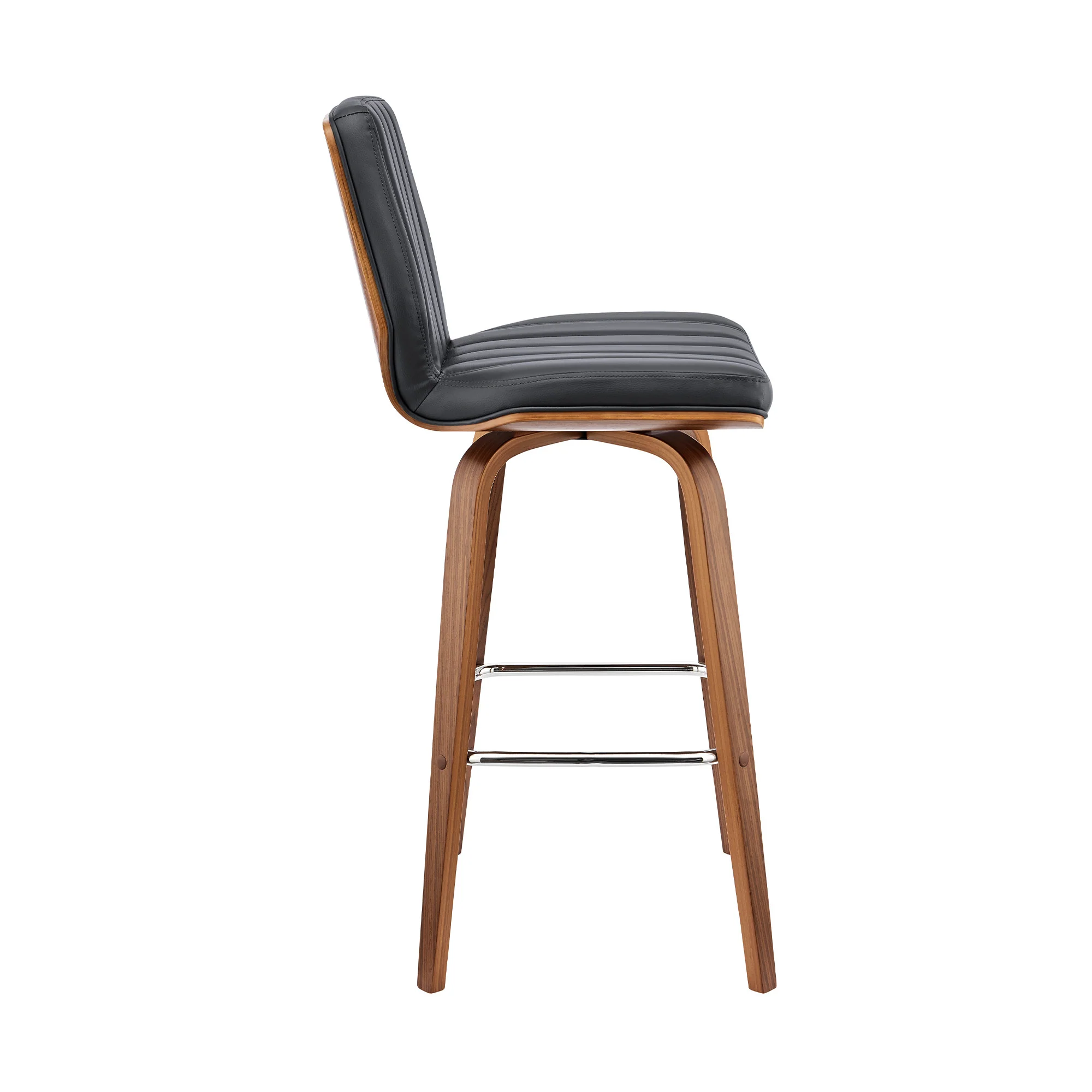 38" Dark Gray Faux Leather And Wood Swivel Bar Height Chair By Homeroots - Image 3