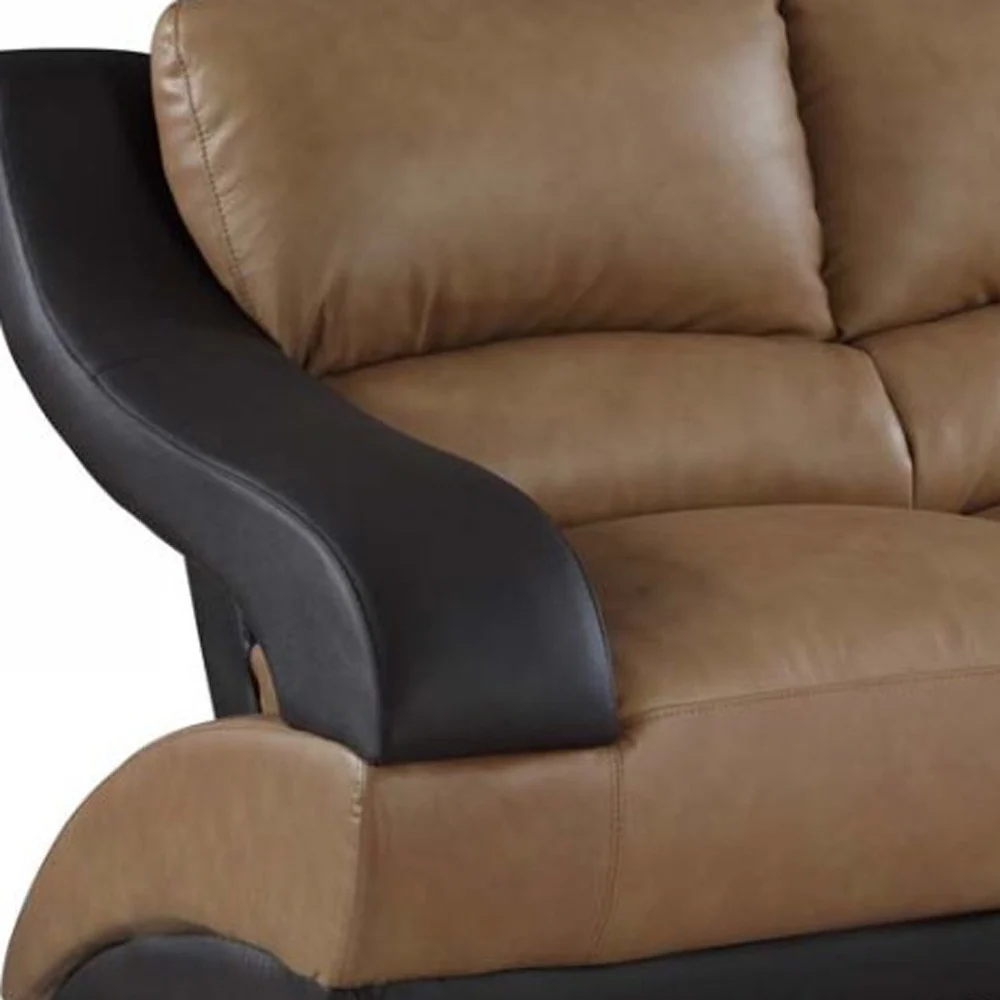 38" Dazzling Twoto Tone Leather Loveseat By Homeroots - Image 2