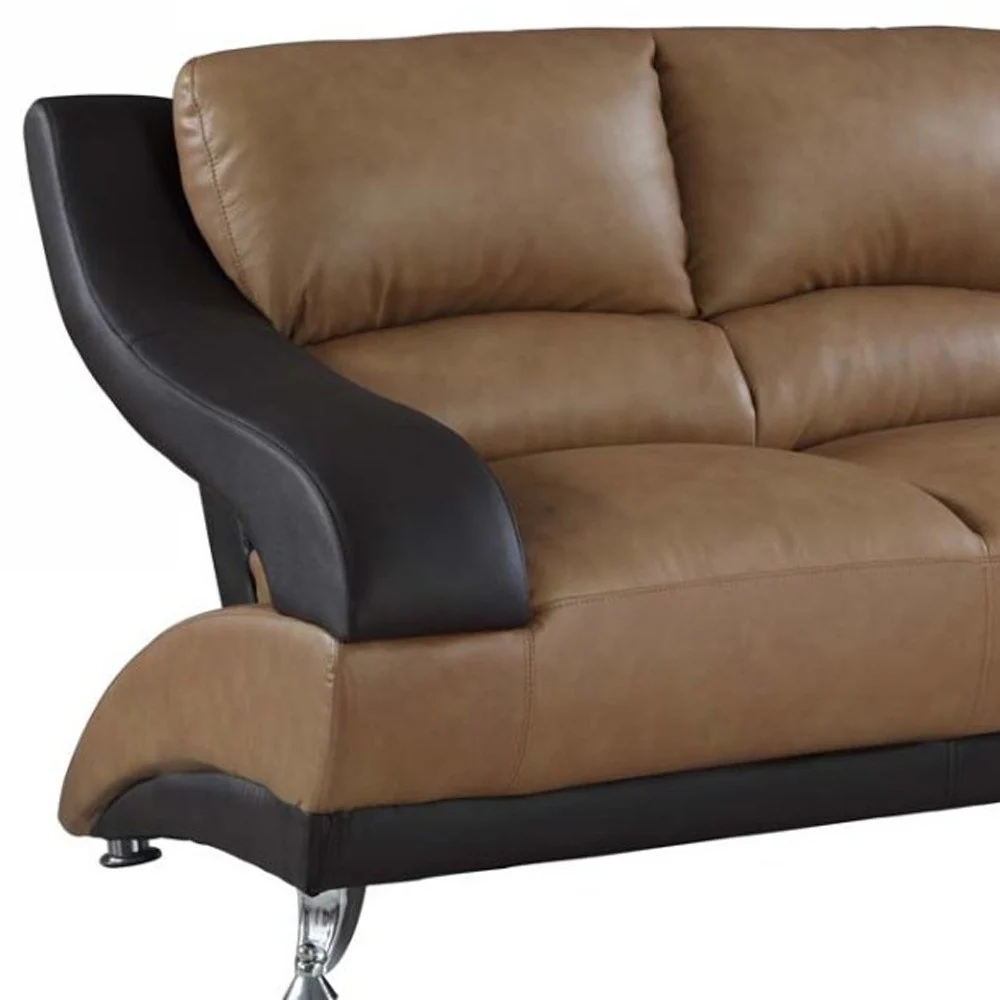38" Dazzling Twoto Tone Leather Loveseat By Homeroots - Image 3
