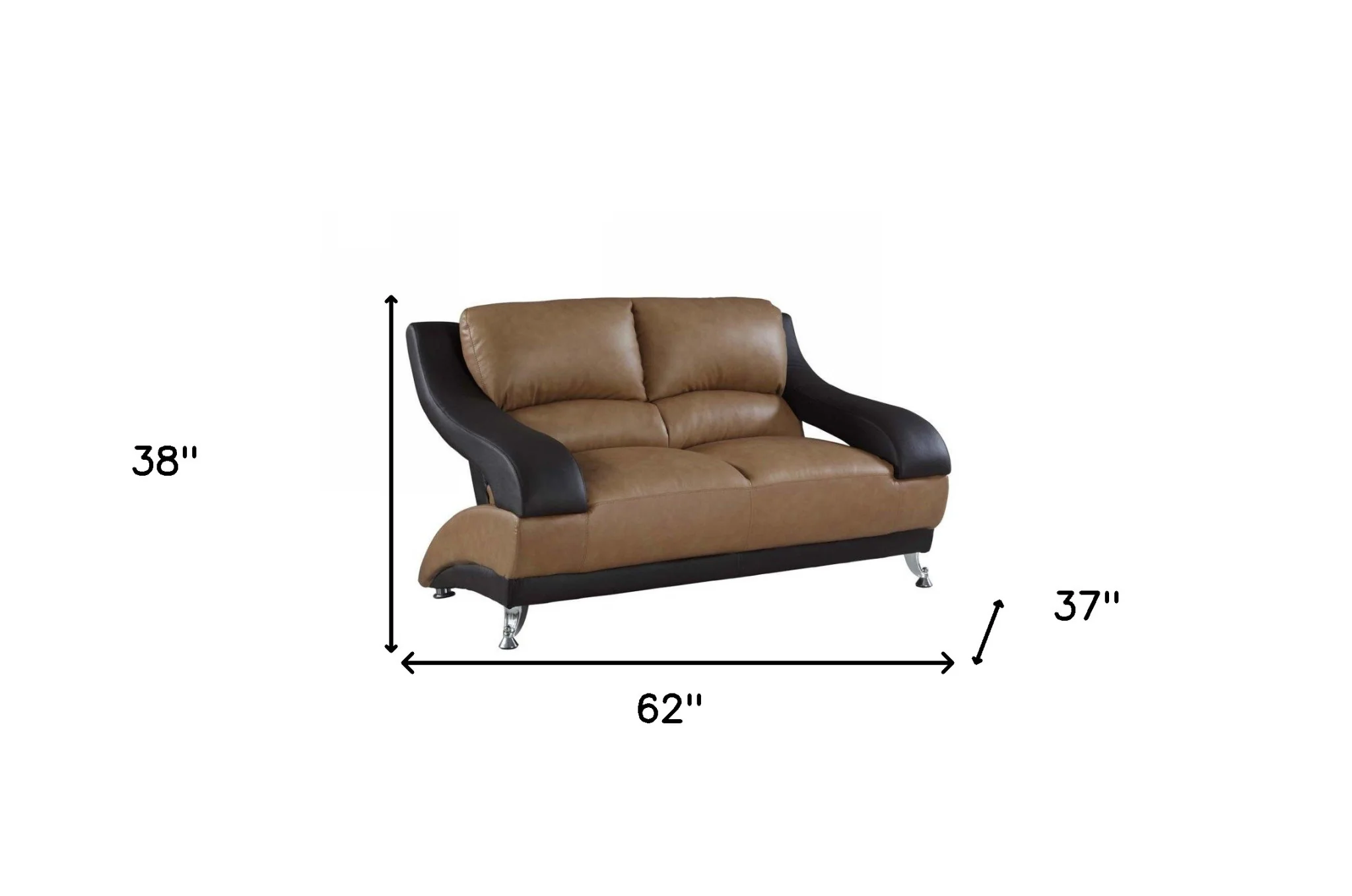38" Dazzling Twoto Tone Leather Loveseat By Homeroots - Image 4