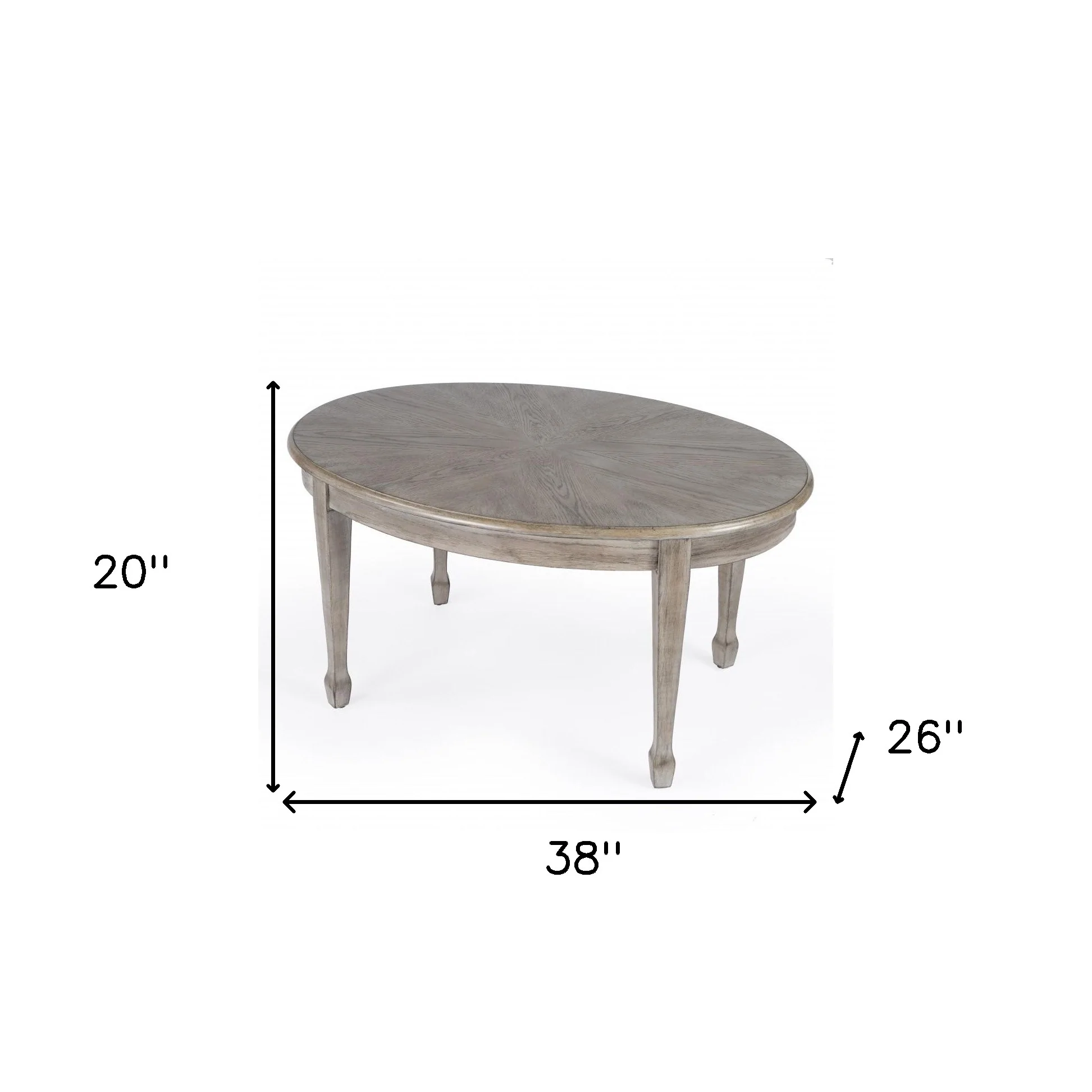 38" DriftWood Solid And Manufactured Wood Oval Distressed Coffee Table By Homeroots - Image 2