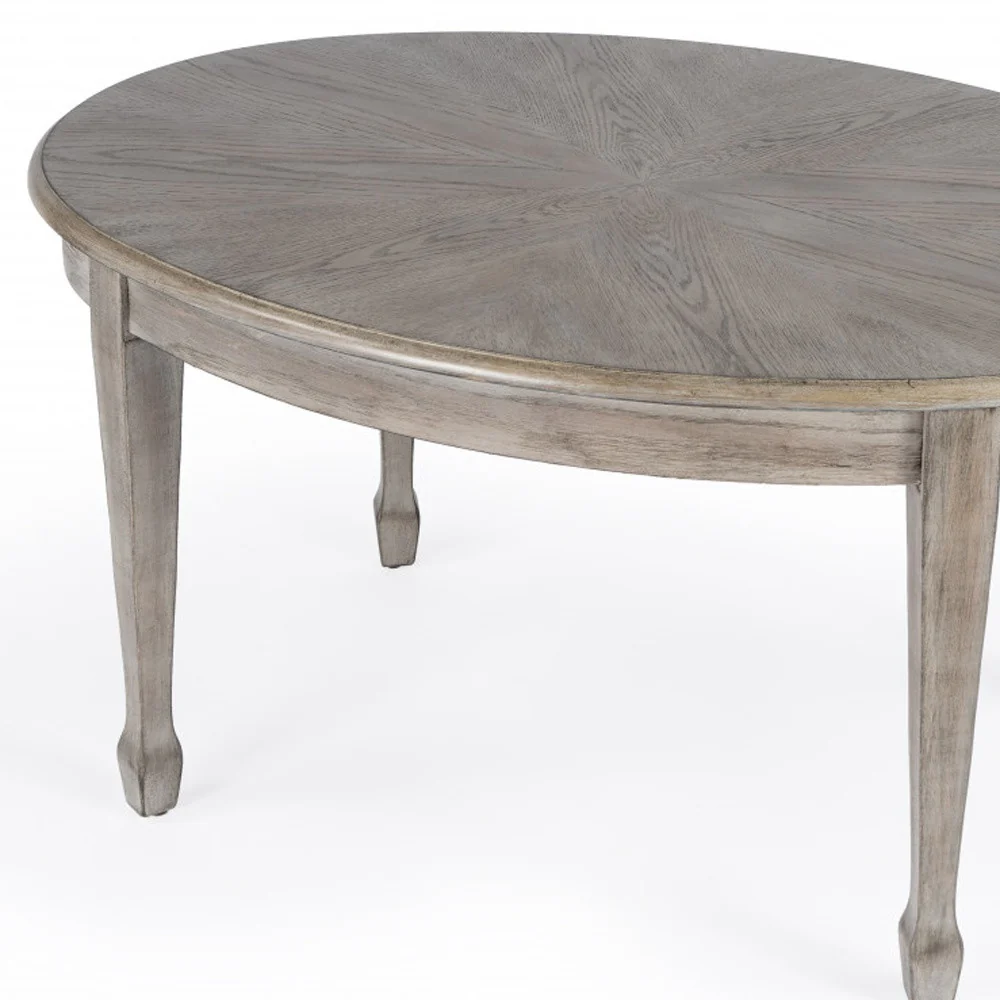 38" DriftWood Solid And Manufactured Wood Oval Distressed Coffee Table By Homeroots - Image 4